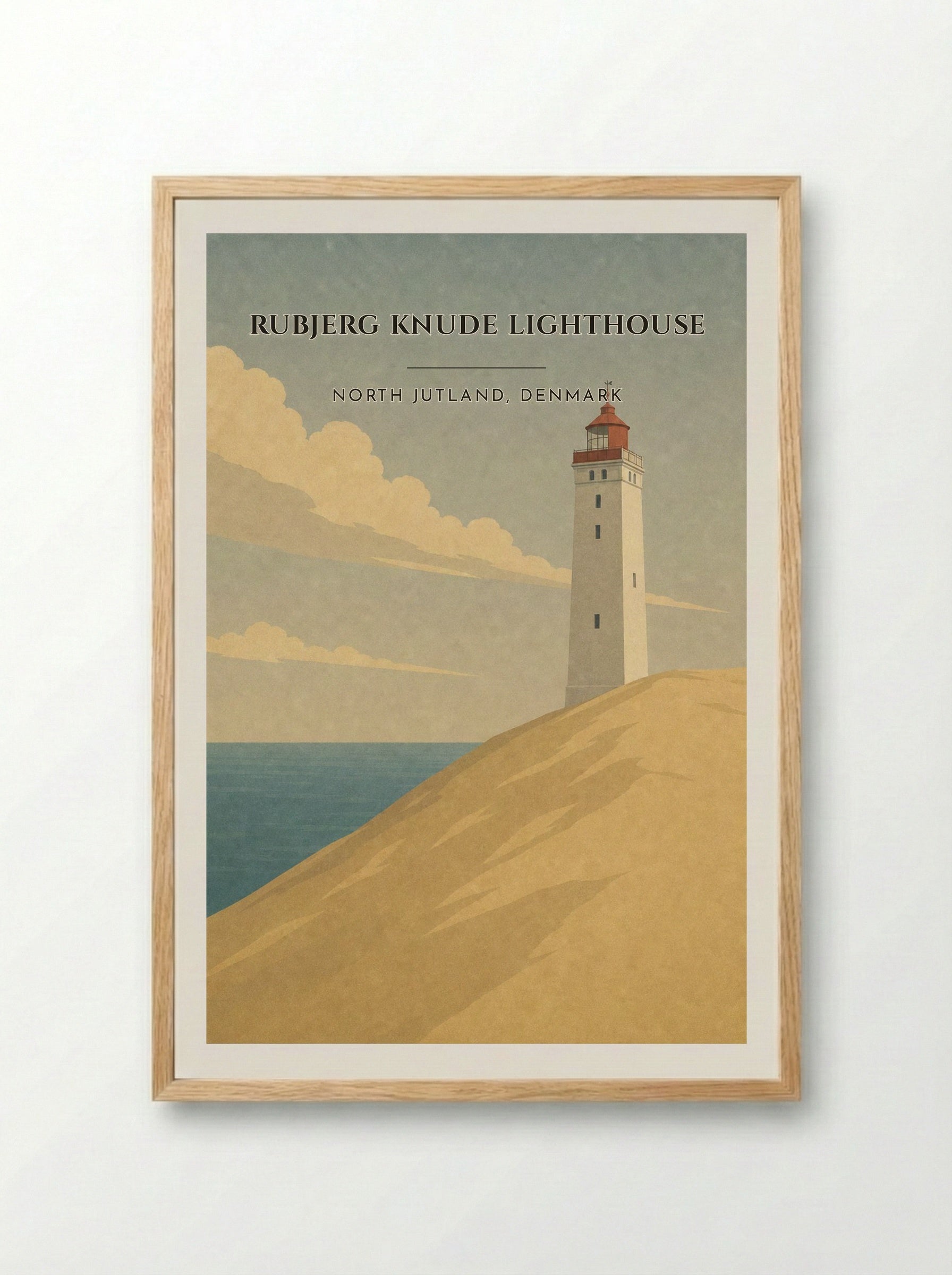 Rubjerg Knude Lighthouse Travel Poster Artwork - Framed Print Wood