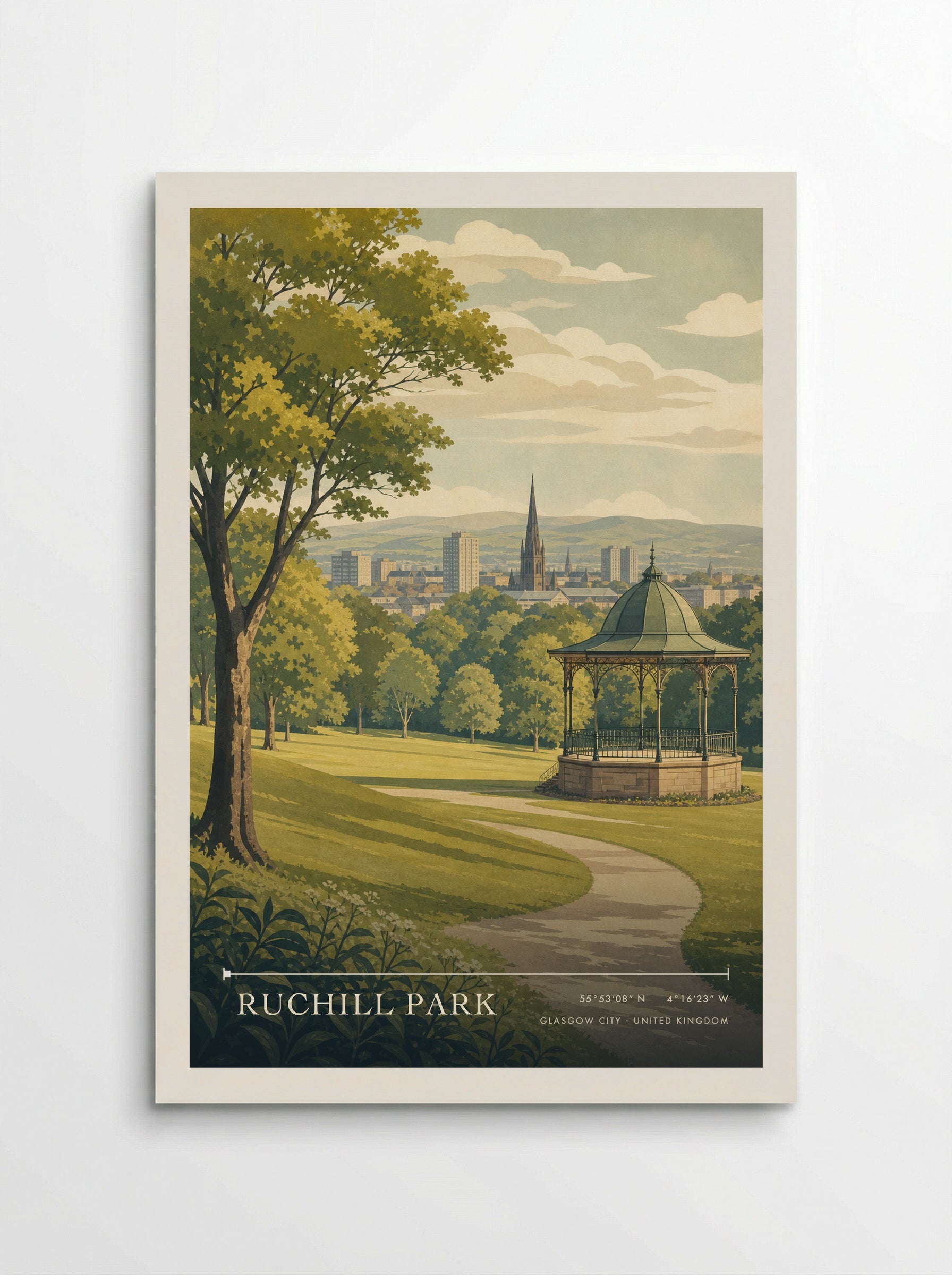 Ruchill Park Glasgow City United Kingdom Travel Poster - Poster