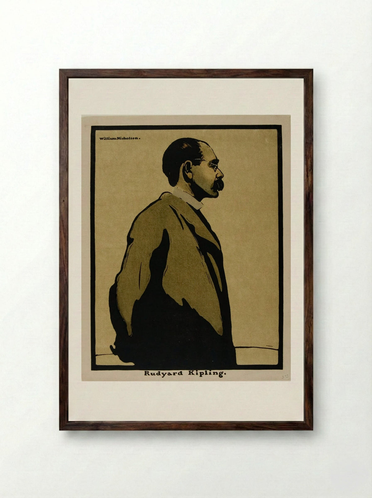 Rudyard Kipling - William Nicholson - Framed Print Dark Wood