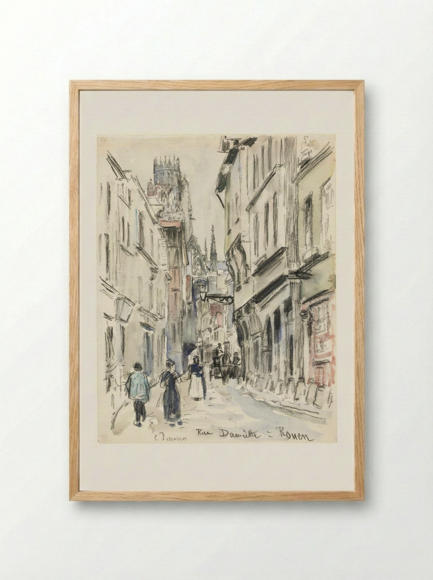 Rue Damiette, Rouen - Camille Pissarro - Framed Print Wood