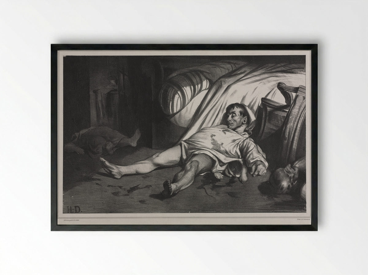 Rue Transnonain, le 15 avril 1834 - Honoré Daumier - Framed Print Black