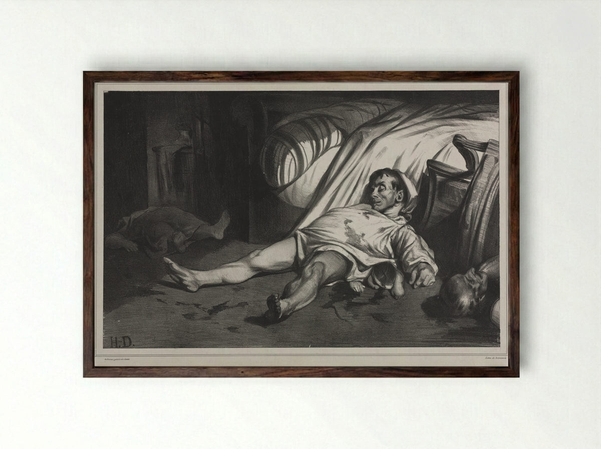 Rue Transnonain, le 15 avril 1834 - Honoré Daumier - Framed Print Dark Wood