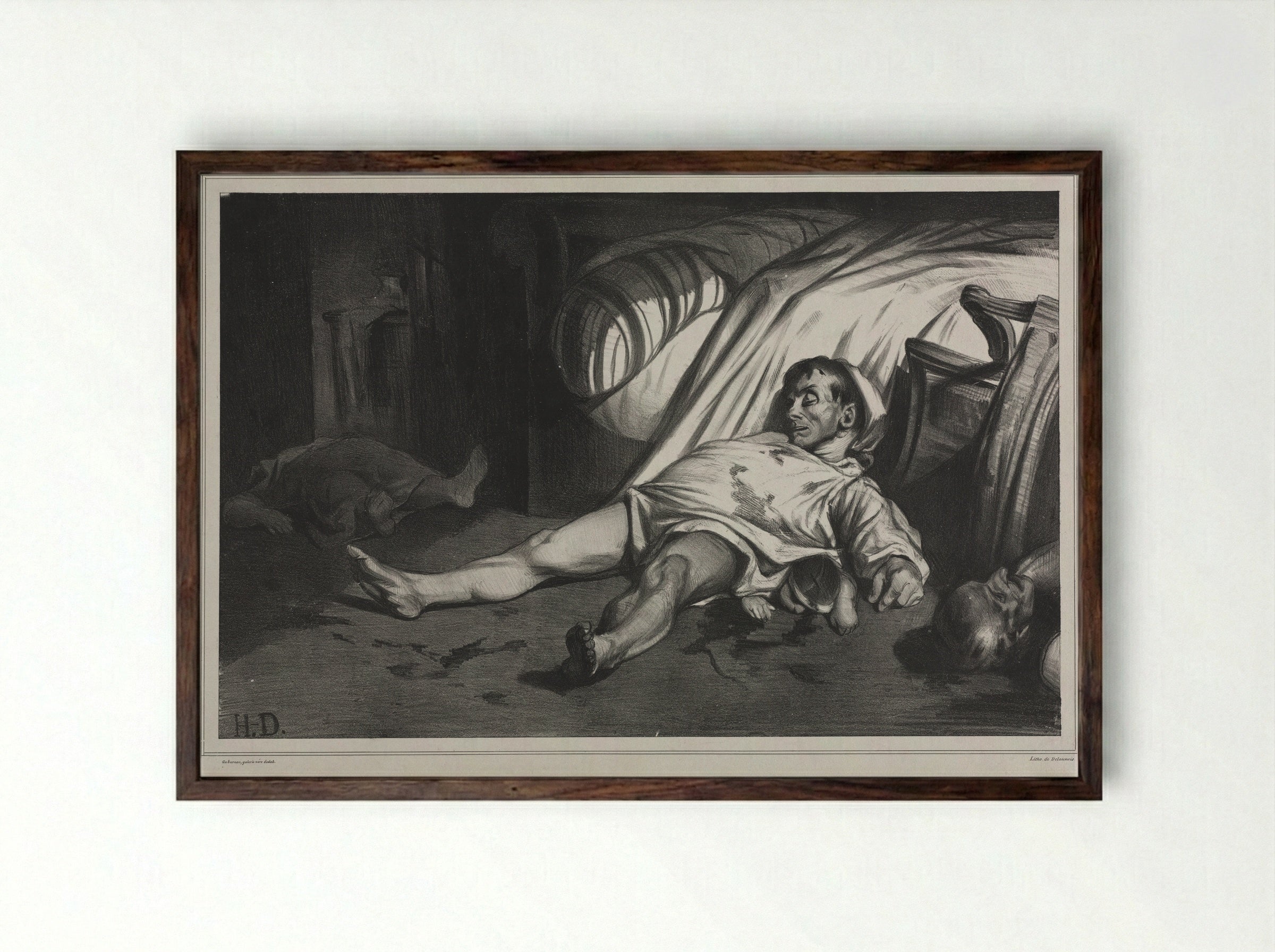 Rue Transnonain, le 15 avril 1834 - Honoré Daumier - Framed Print Dark Wood