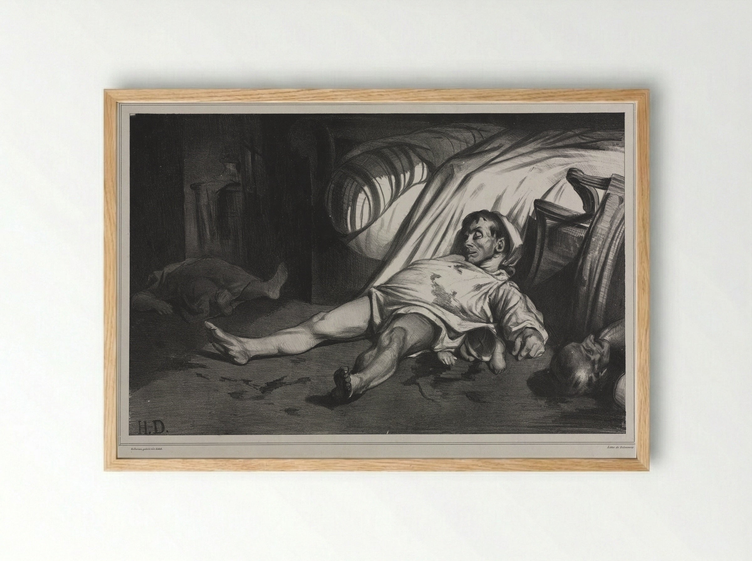 Rue Transnonain, le 15 avril 1834 - Honoré Daumier - Framed Print Wood