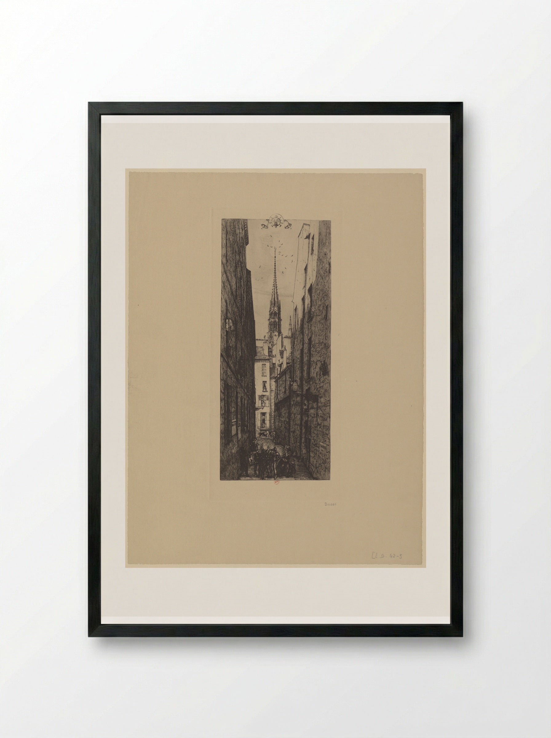 Rue de Chantres - Charles Meryon - Framed Print Black