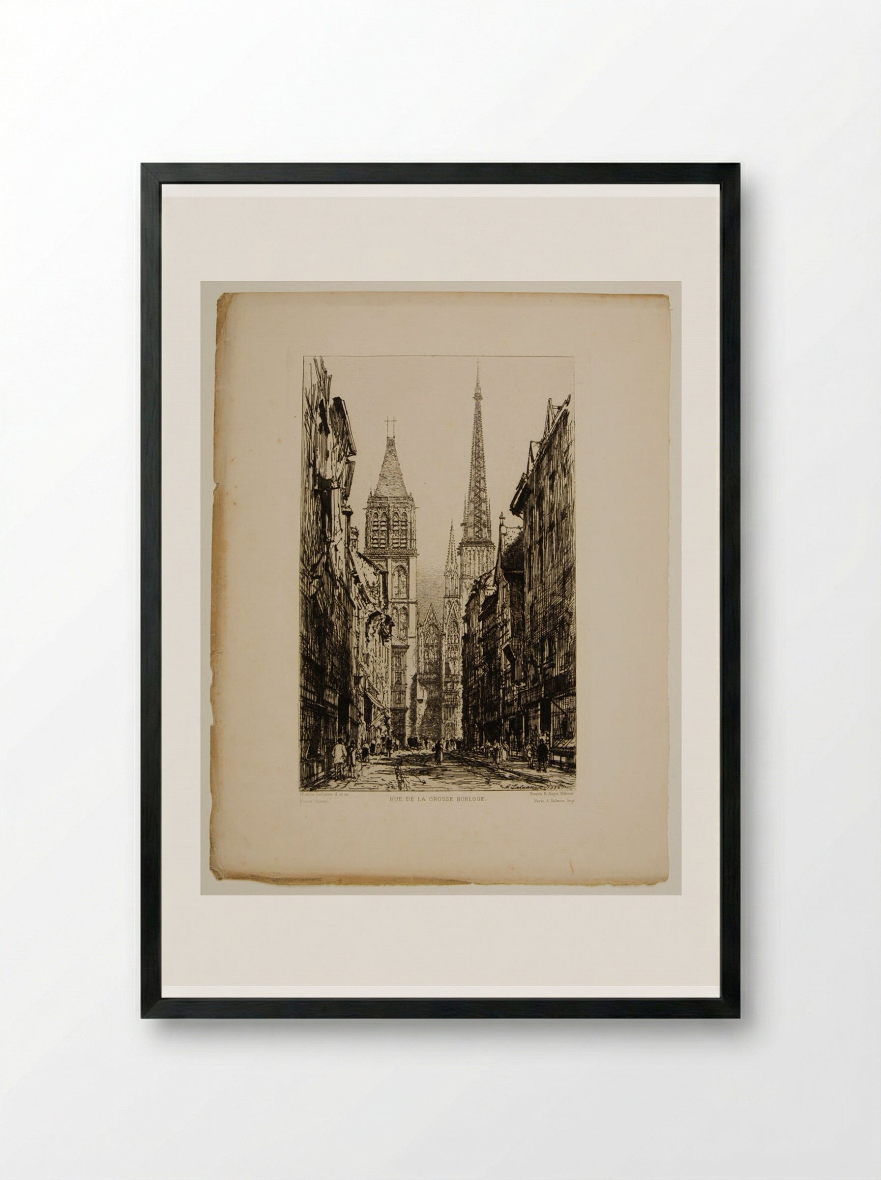 Rue de la Grosse Horloge - Maxime Lalanne - Framed Print Black