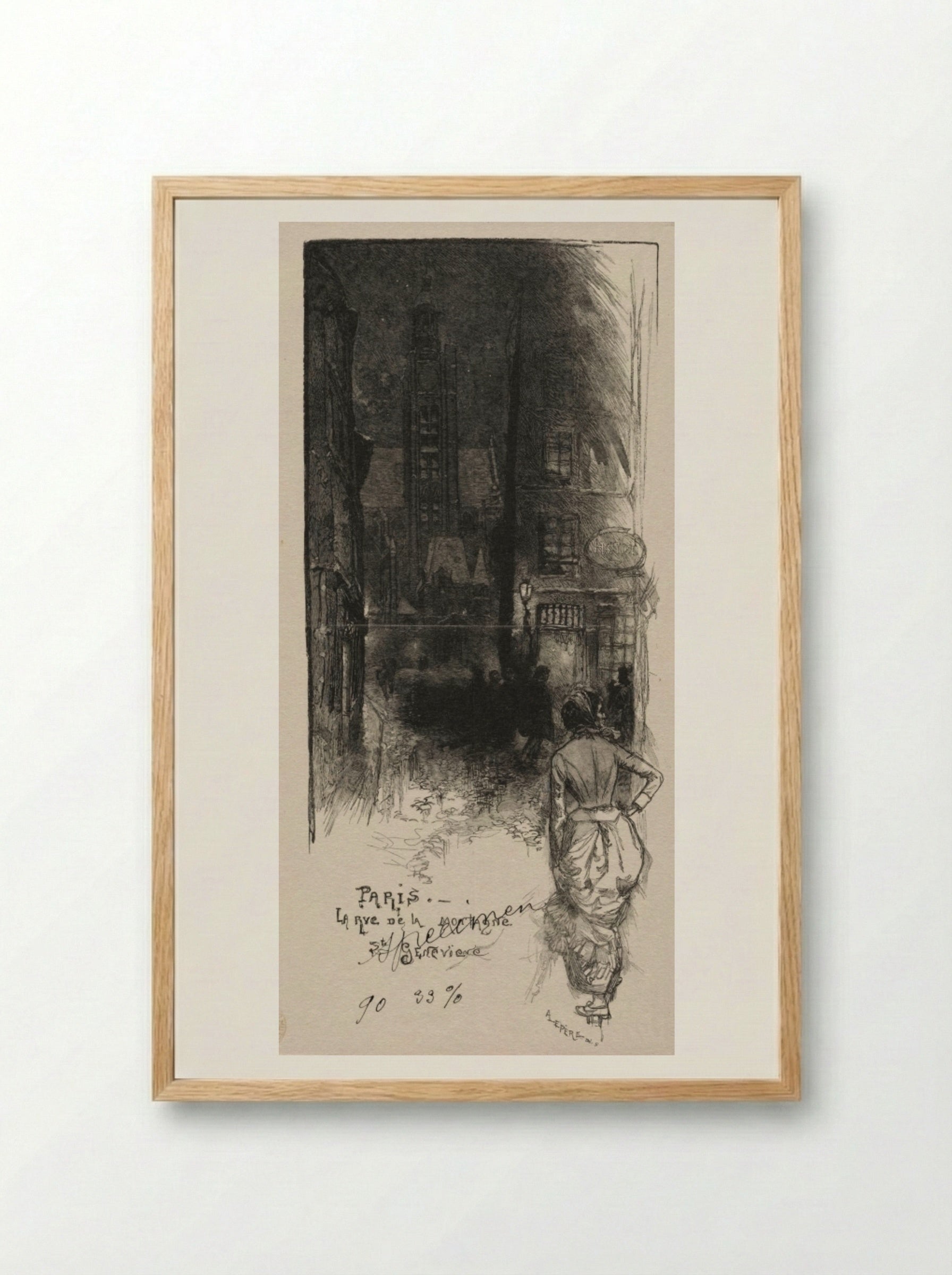 Rue de la Montagne, St. Geneviève - Auguste Louis Lepère - Framed Print Wood