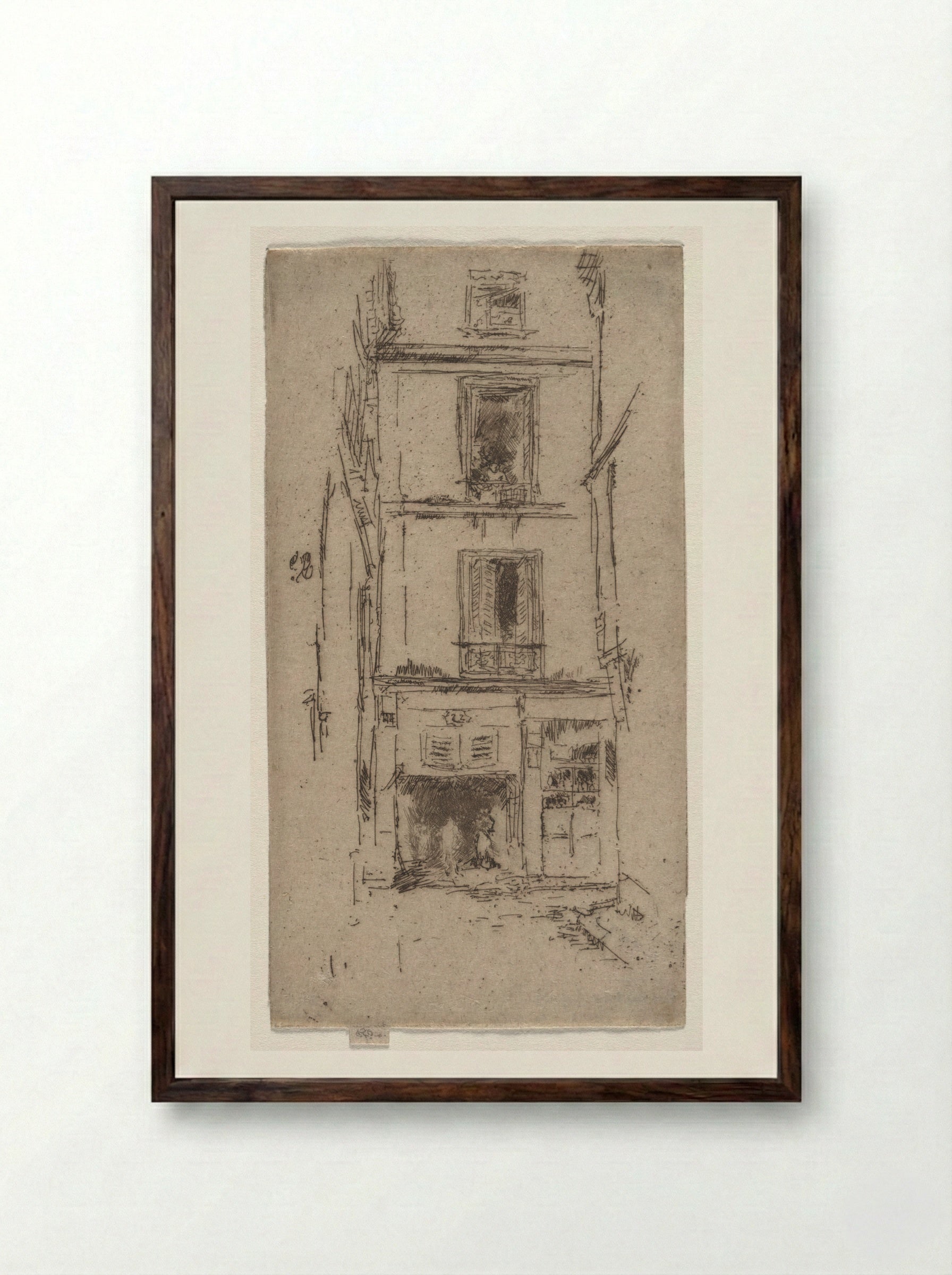 Rue des Bons Enfants, Tours - James McNeill Whistler - Framed Print Dark Wood