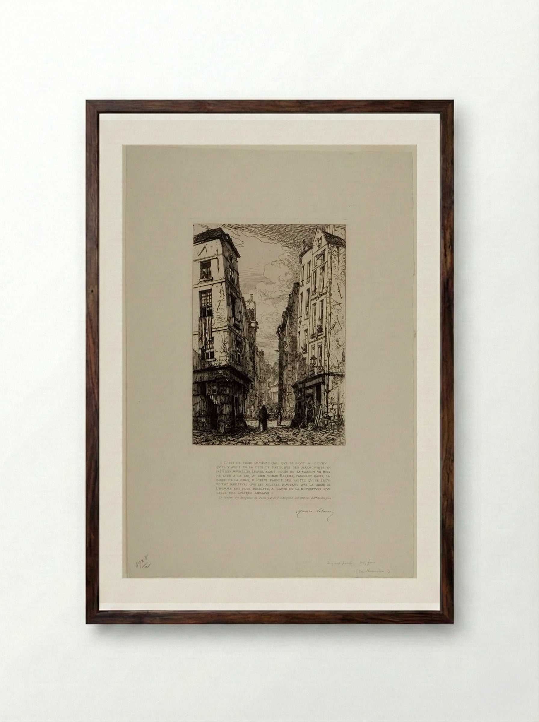 Rue des Marmousets - Maxime Lalanne - Framed Print Dark Wood