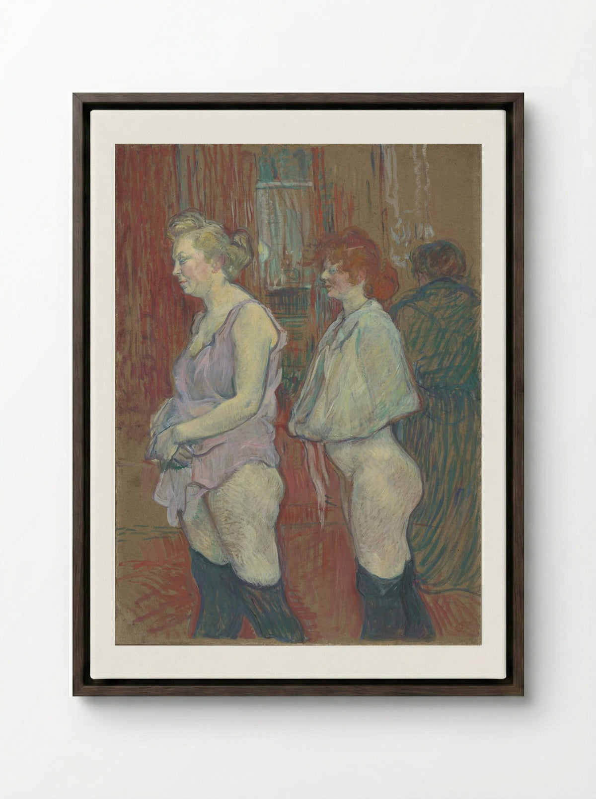 Rue des Moulins - Henri de Toulouse-Lautrec - Framed Canvas Dark Wood