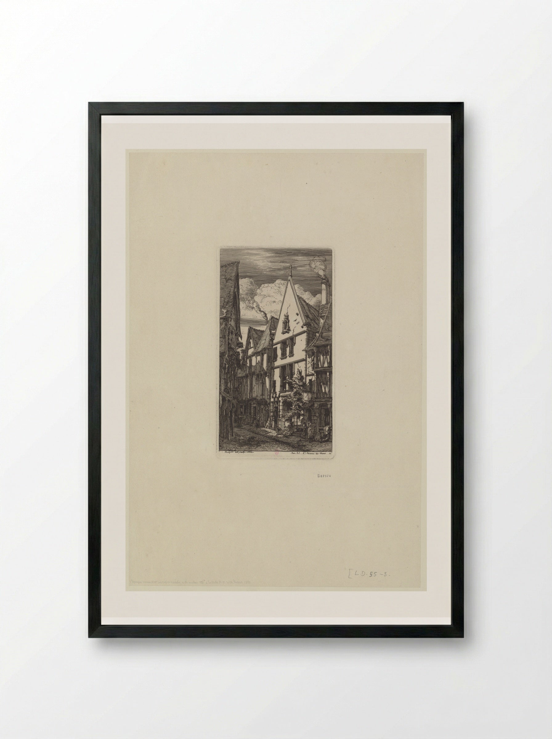 Rue des Toiles à Bourges - Charles Meryon - Framed Print Black