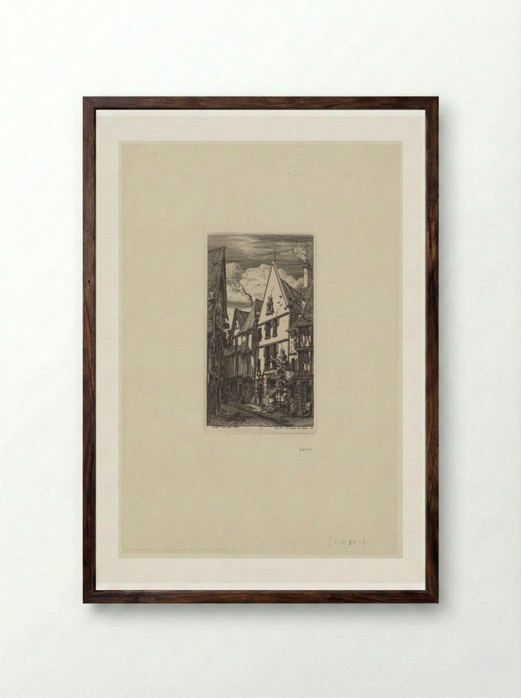 Rue des Toiles à Bourges - Charles Meryon - Framed Print Dark Wood