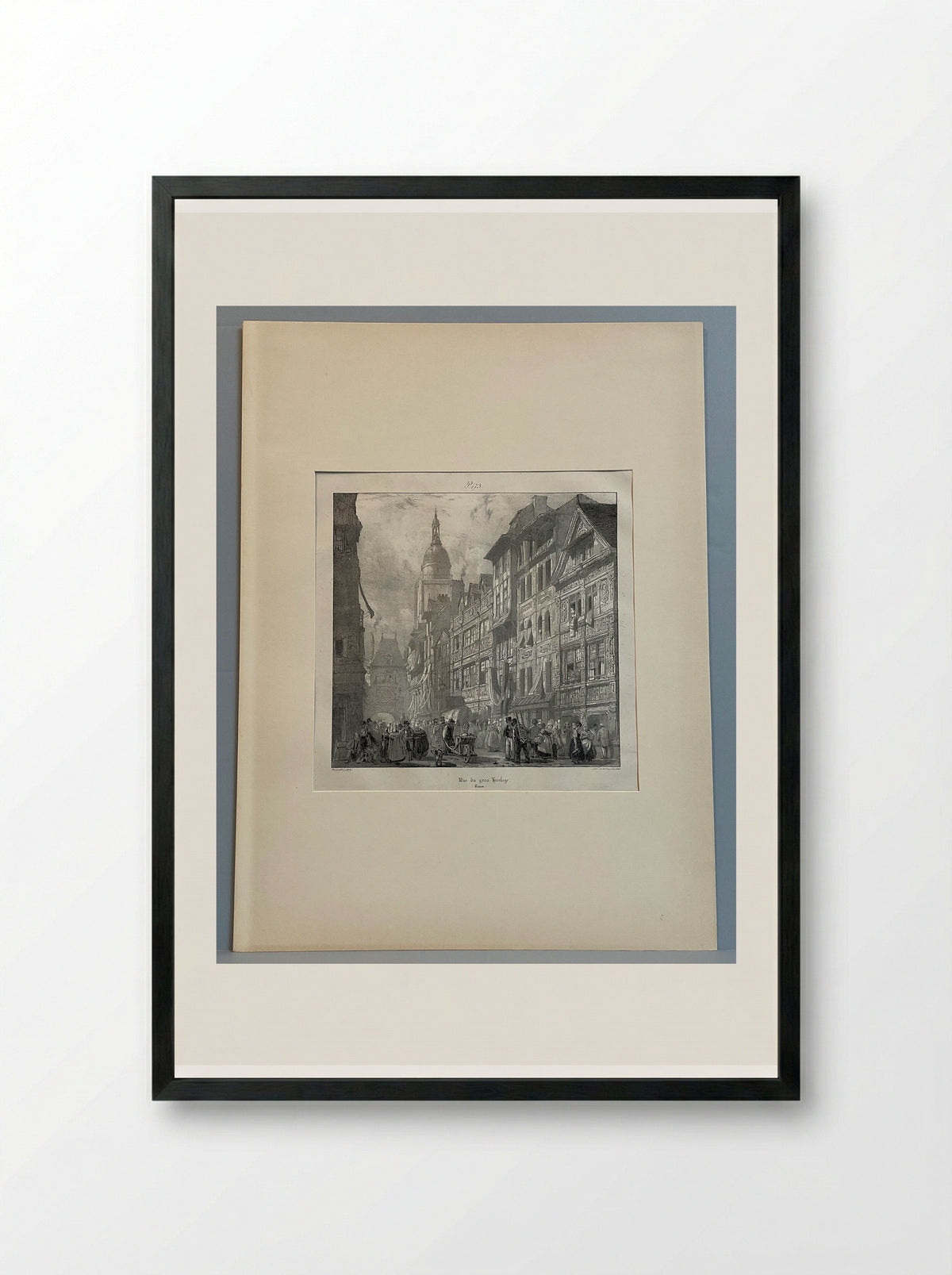 Rue du Gros Horloge, Rouen - Richard Parkes Bonington - Framed Print Black