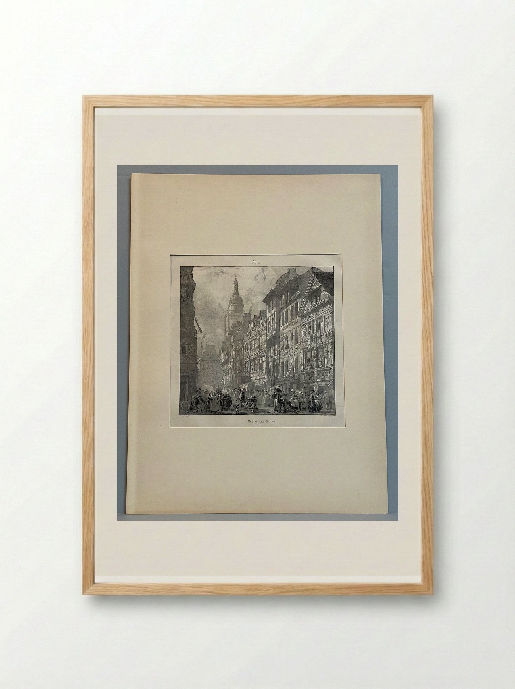 Rue du Gros Horloge, Rouen - Richard Parkes Bonington - Framed Print Wood