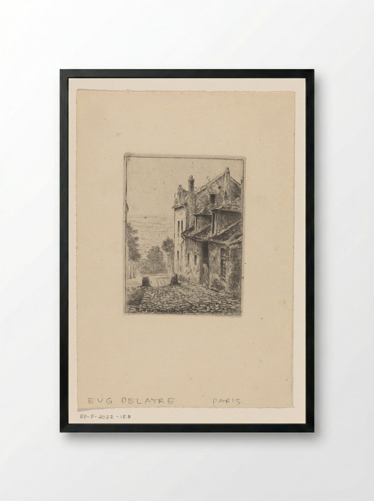 Rue du Mont Cenis (Parijs), omlaag kijkend - Eugène Delâtre - Framed Print Black