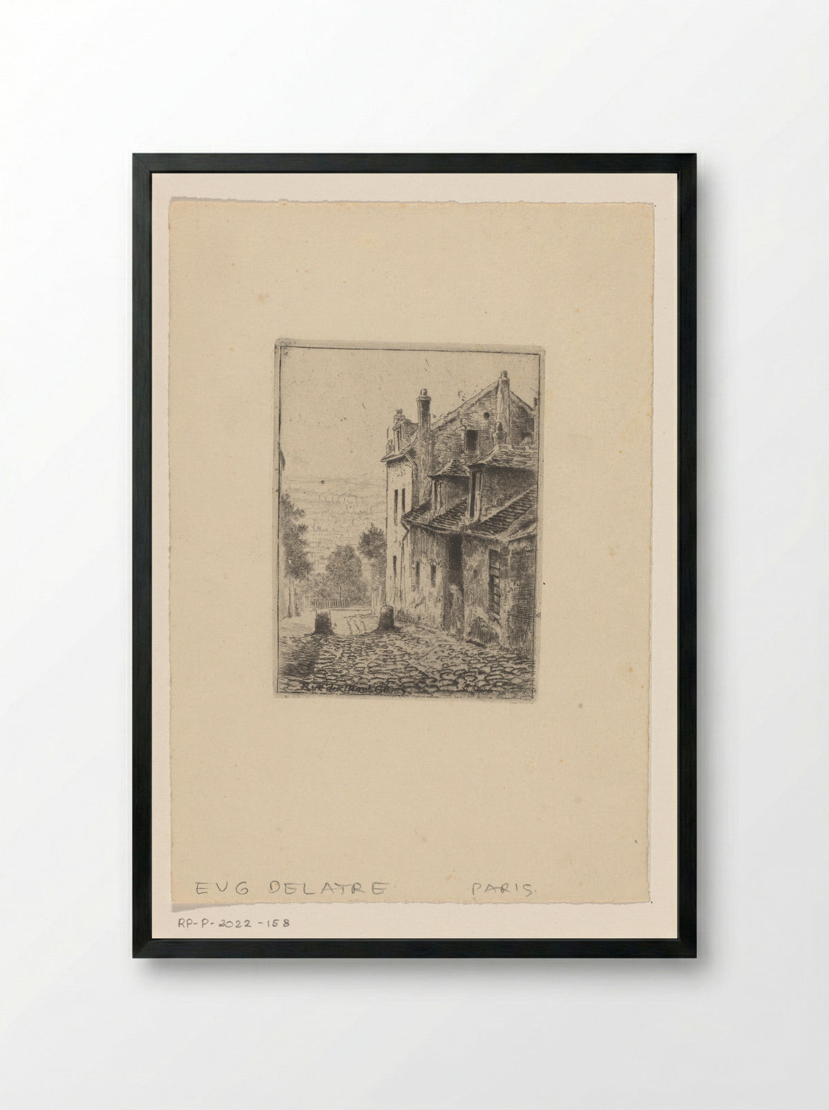 Rue du Mont Cenis (Parijs), omlaag kijkend - Eugène Delâtre - Framed Print Black
