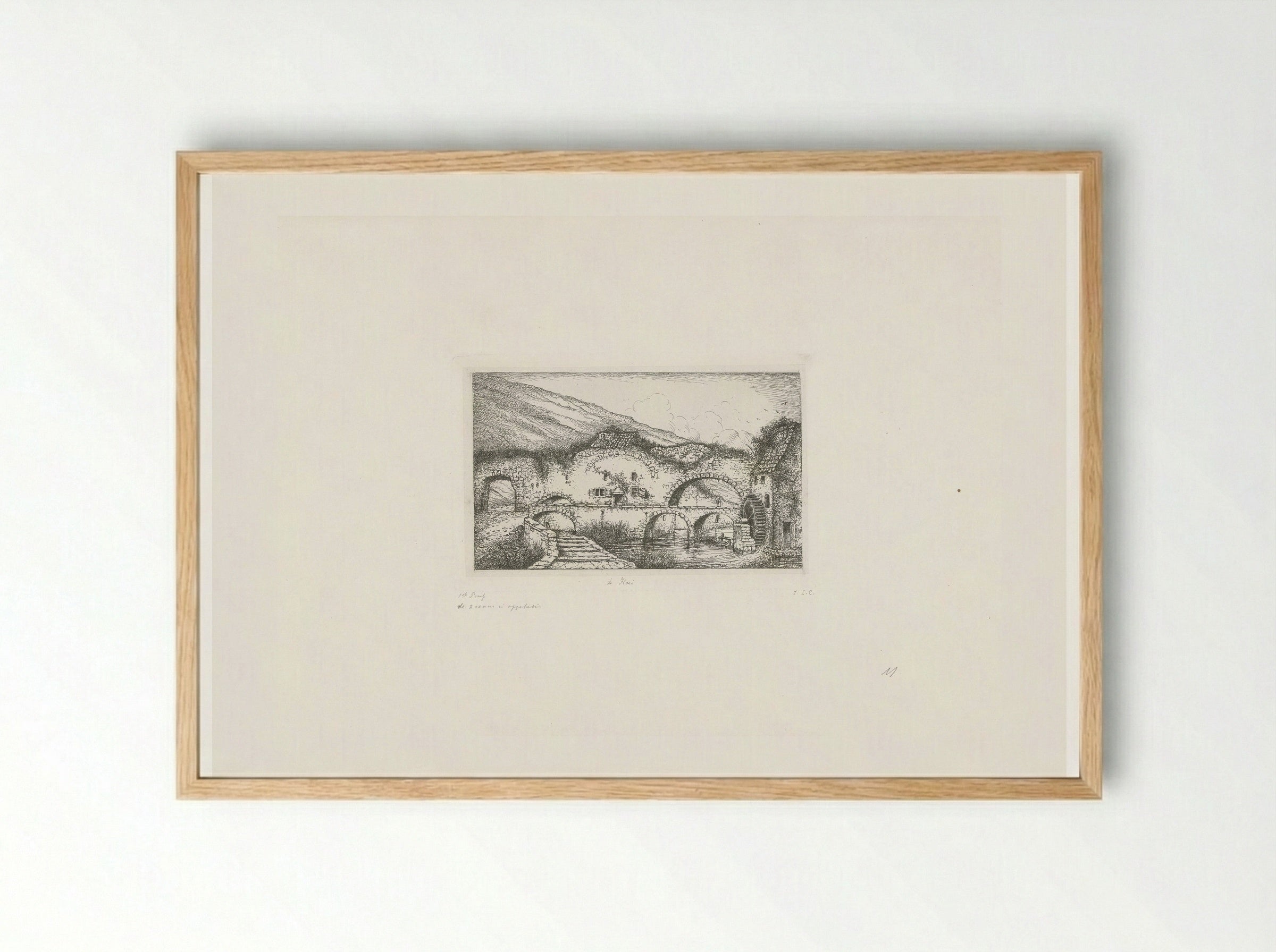 Ruine met watermolen - Jacobus Ludovicus Cornet - Framed Print Wood