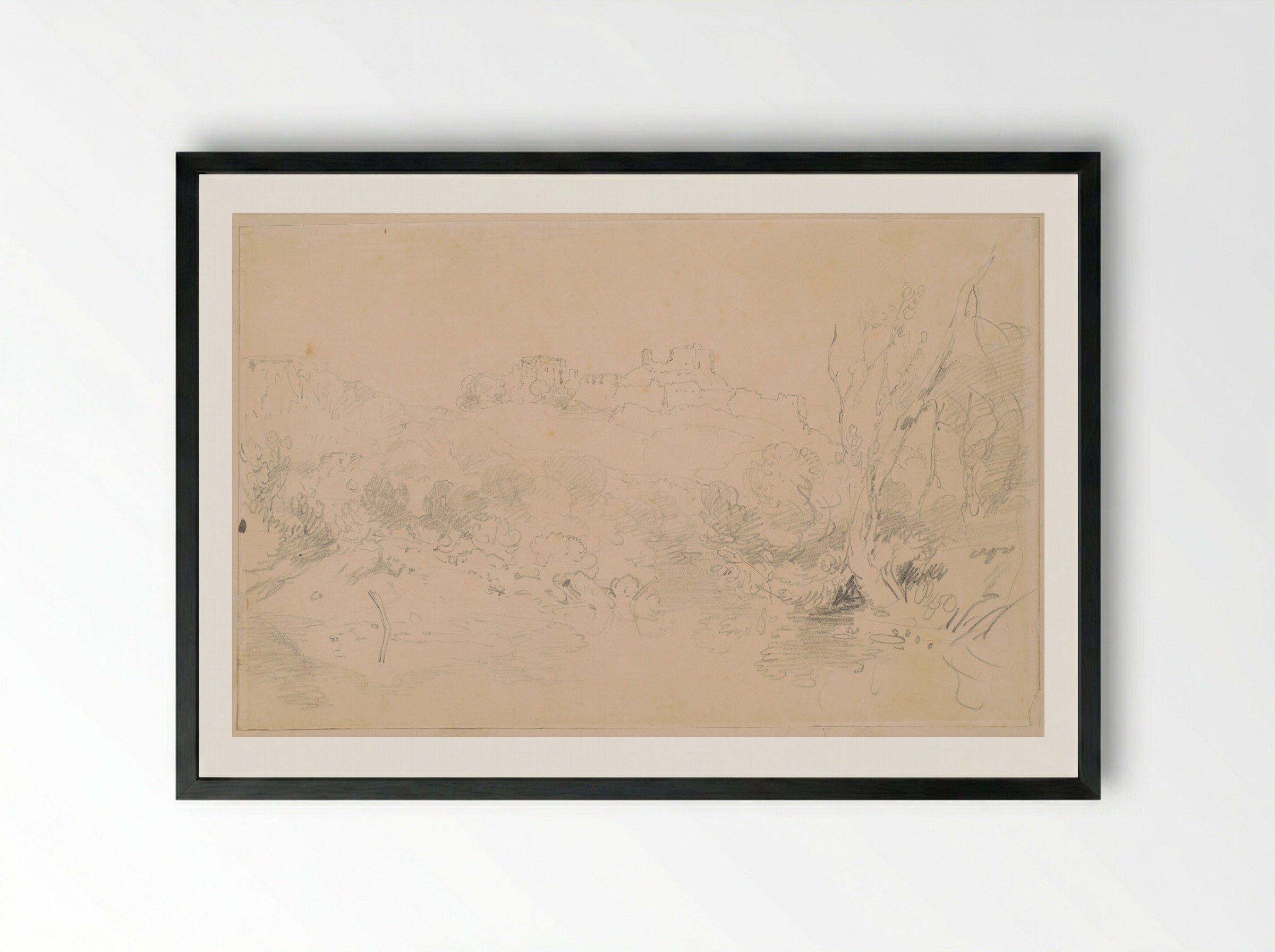 Ruined Castle on a Hill - Joseph Mallord William Turner - Framed Print Black