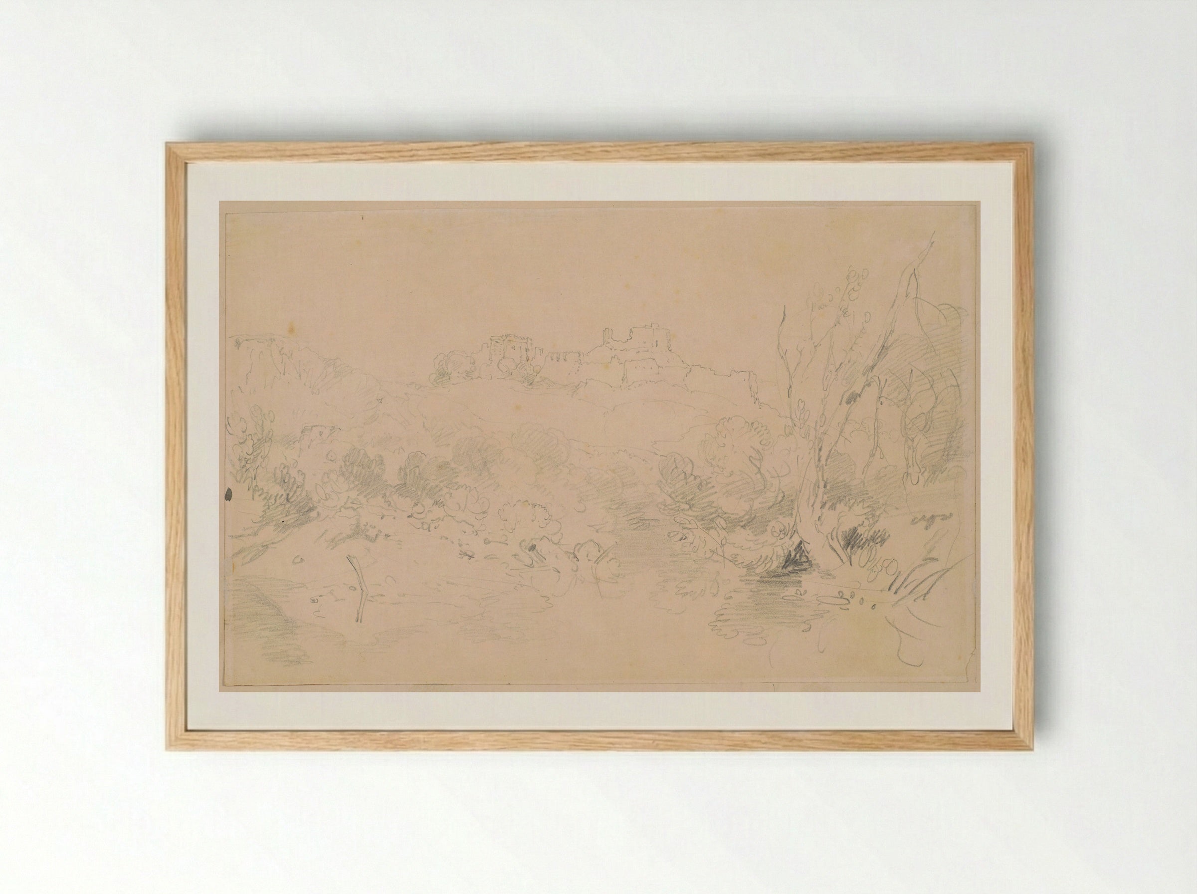 Ruined Castle on a Hill - Joseph Mallord William Turner - Framed Print Wood