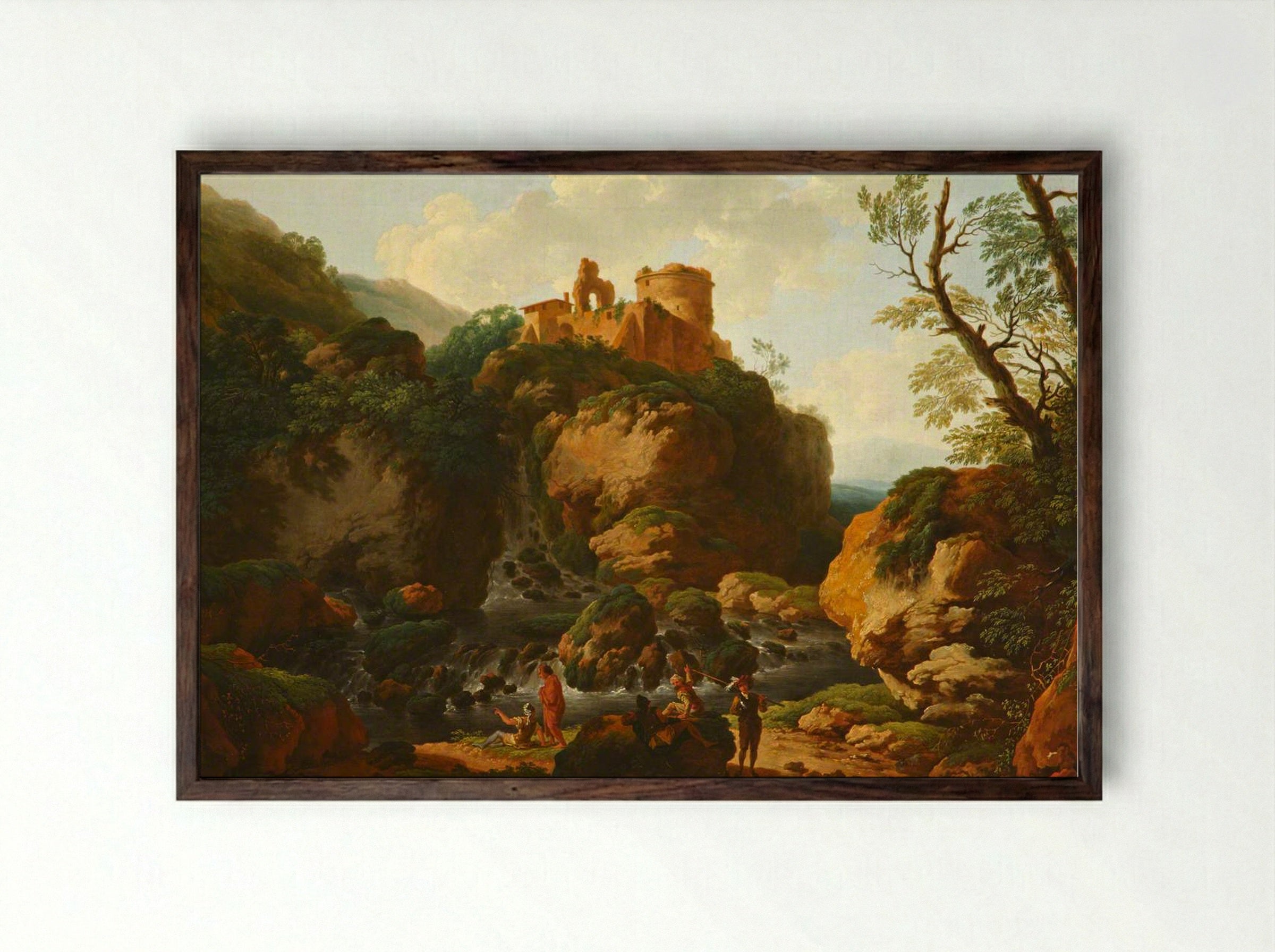 Ruined Castle - Christian Wilhelm Ernst Dietrich - Framed Print Dark Wood