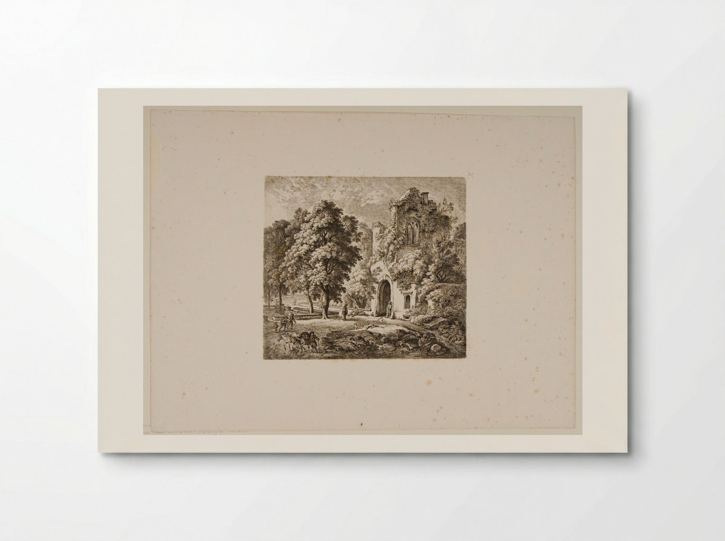 Ruined Tower with Man Standing at the Gate - Ferdinand Kobell - Poster