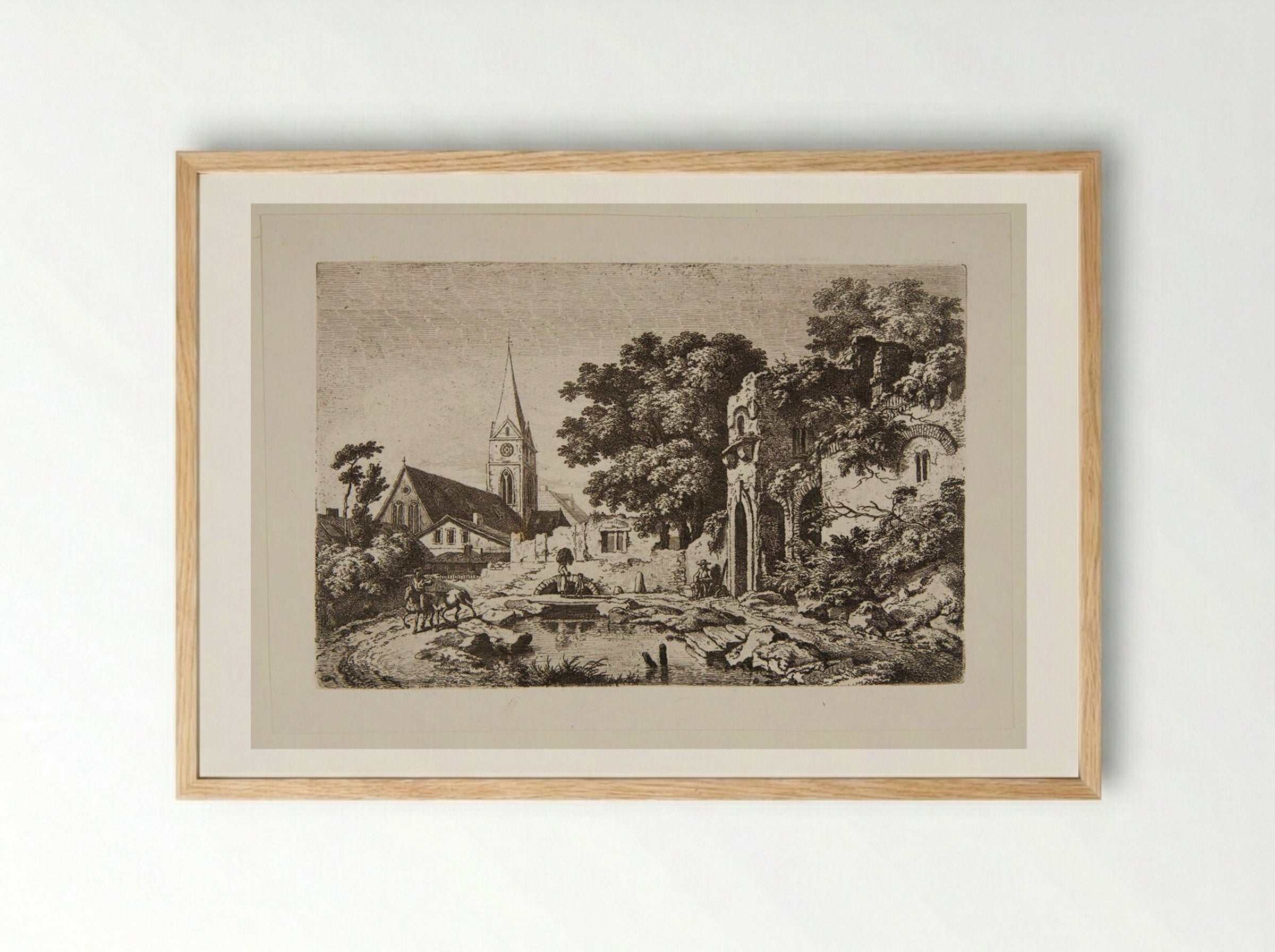 Ruined Walls of an Old Town - Ferdinand Kobell - Framed Print Wood