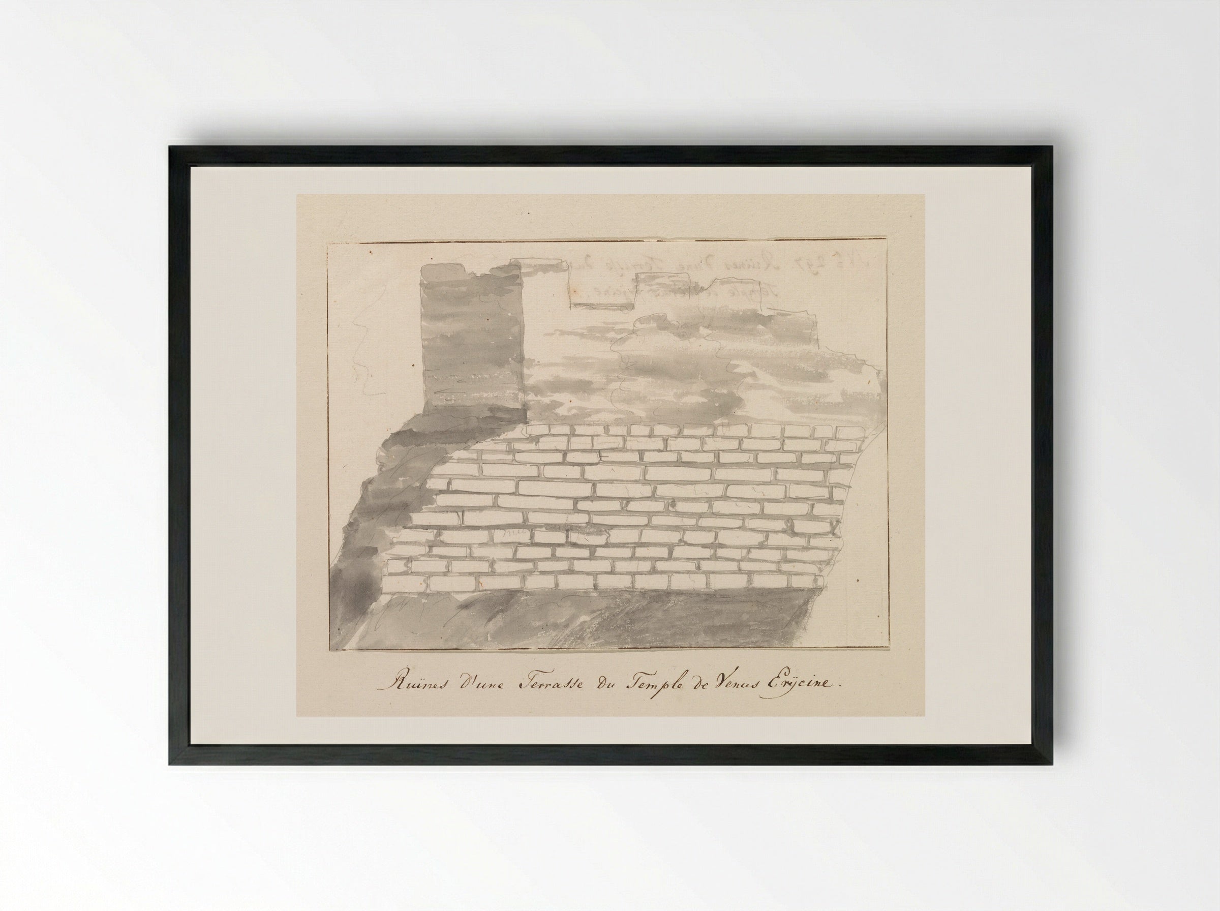 Ruines d'une Terrasse du Temple de Venus Erycine - Louis Ducros - Framed Print Black
