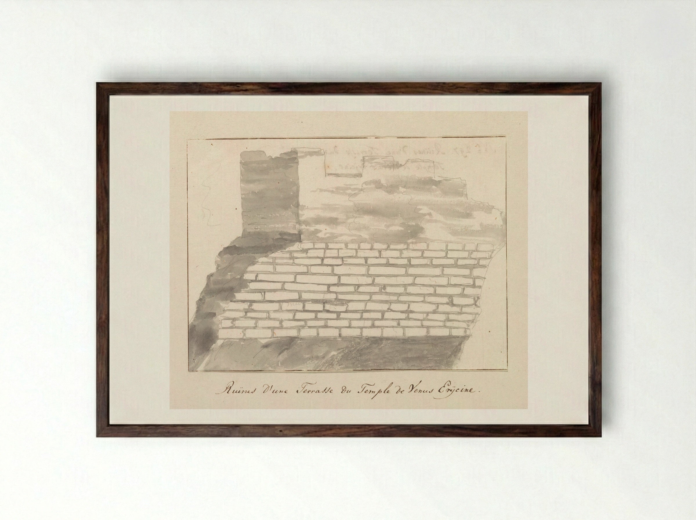 Ruines d'une Terrasse du Temple de Venus Erycine - Louis Ducros - Framed Print Dark Wood