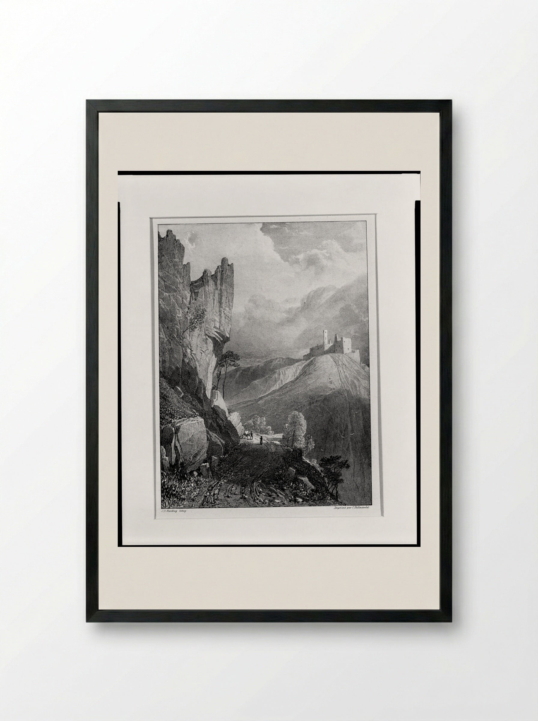 Ruines du château de Tout Saint - James Duffield Harding - Framed Print Black