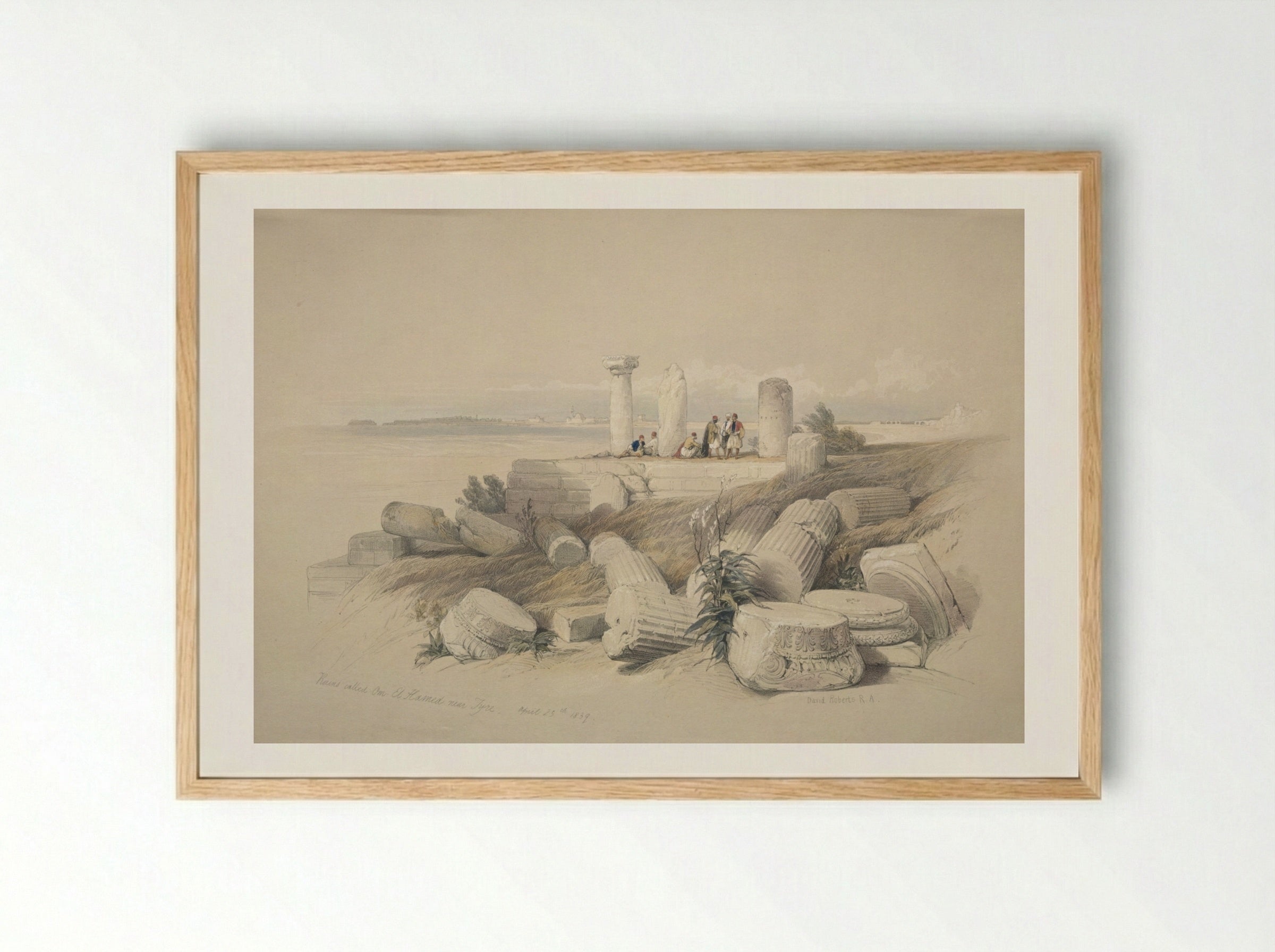 Ruins Called Om El Hamed near Tyre - David Roberts - Framed Print Wood
