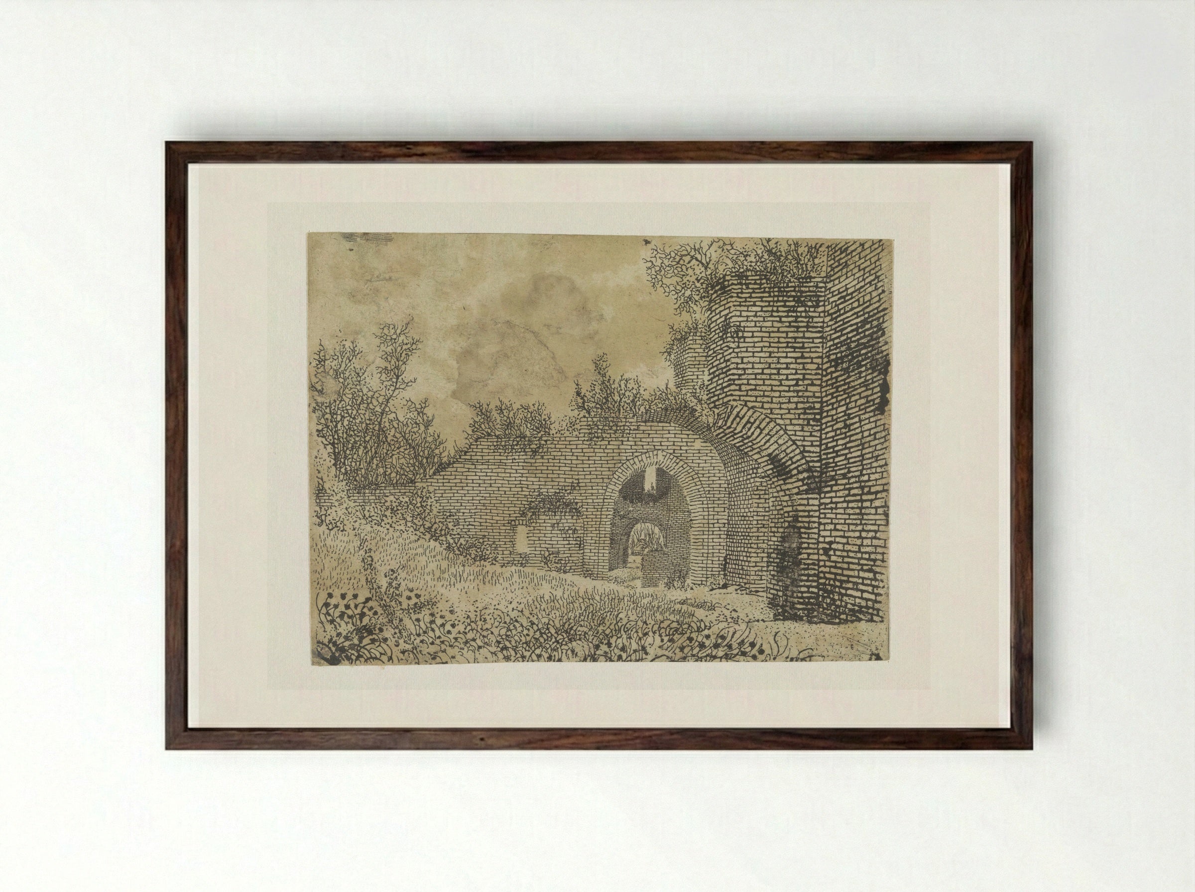 Ruins of Brederode Castle - Hercules Segers - Framed Print Dark Wood