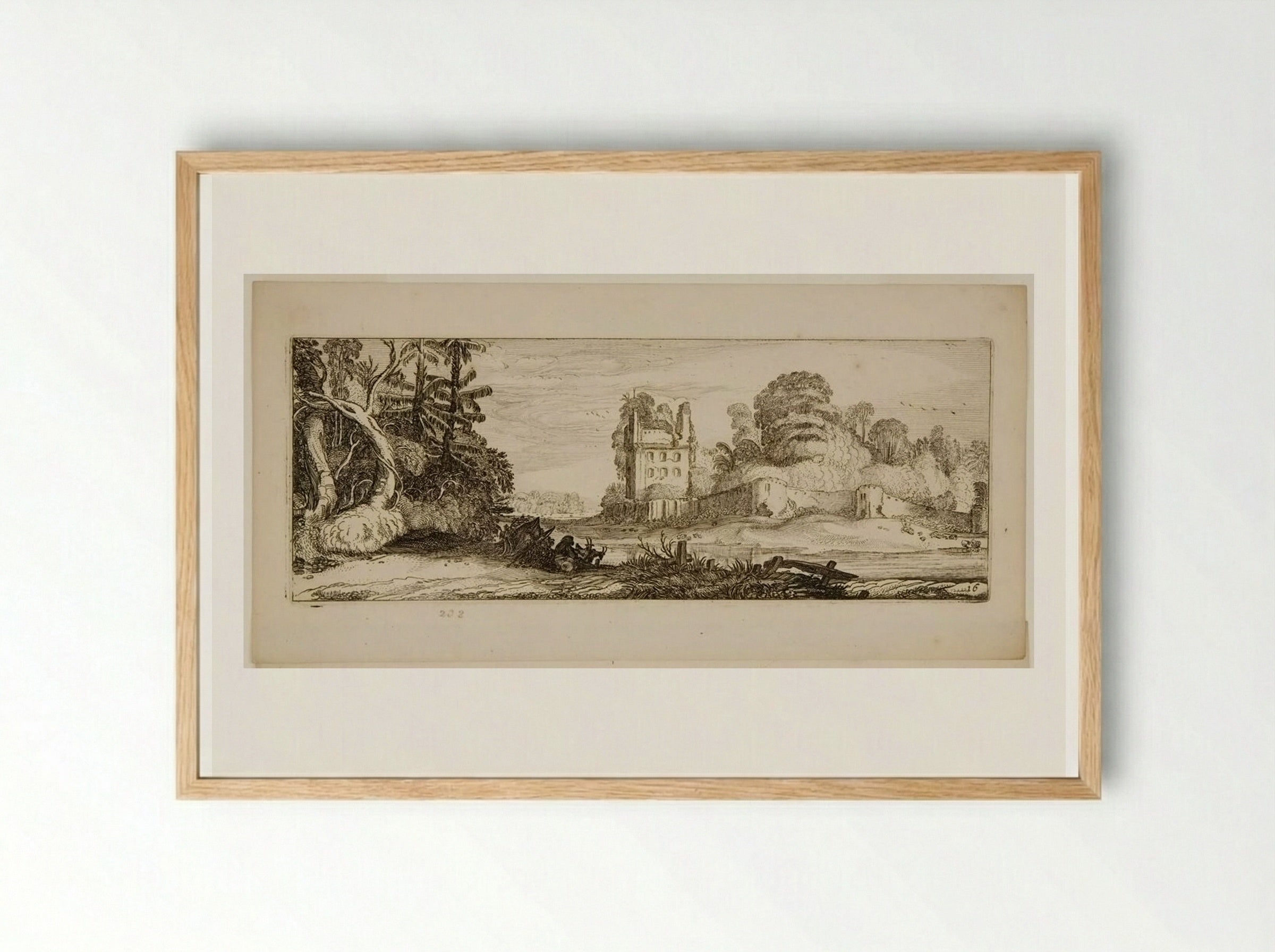 Ruins of a House and a Herdsman Playing the Flute - Jan van de Velde II - Framed Print Wood
