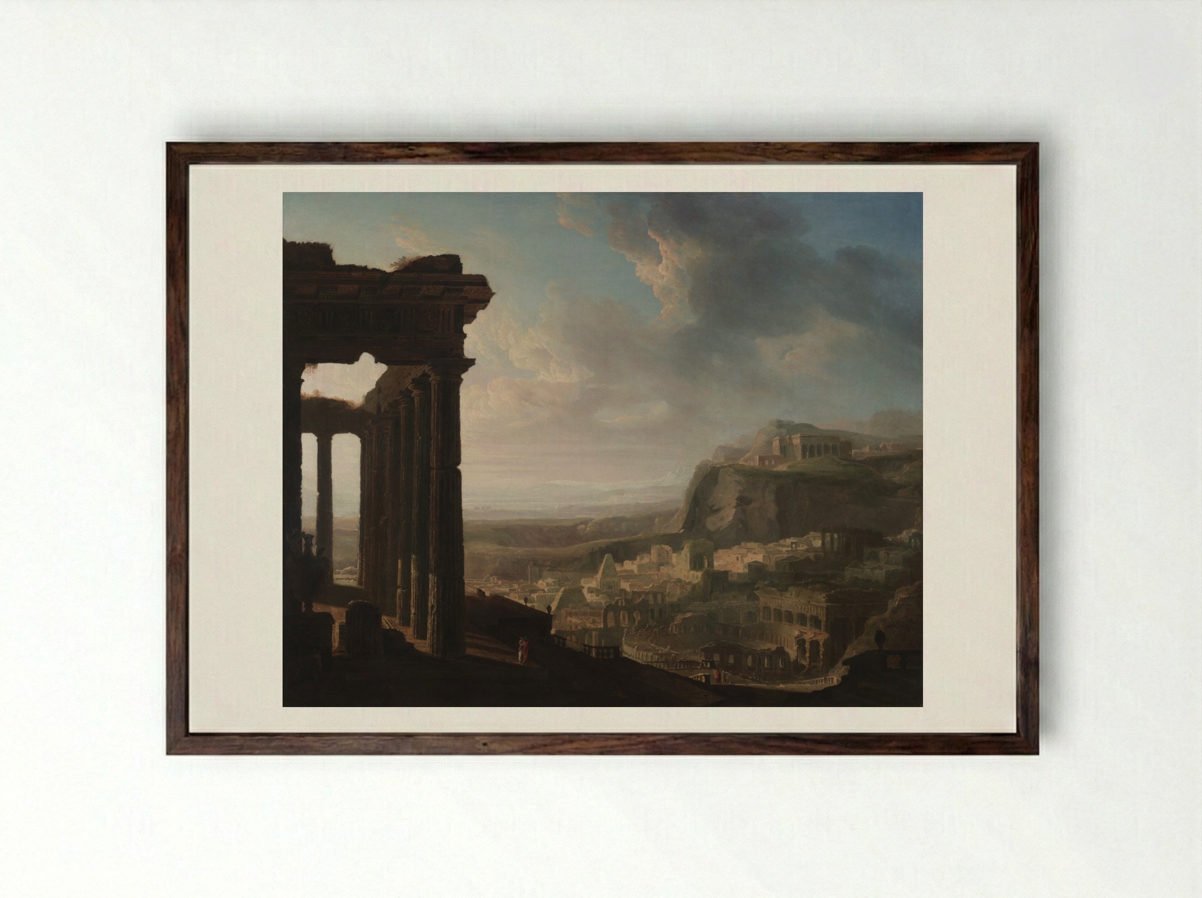 Ruins of an Ancient City - John Martin - Framed Print Dark Wood