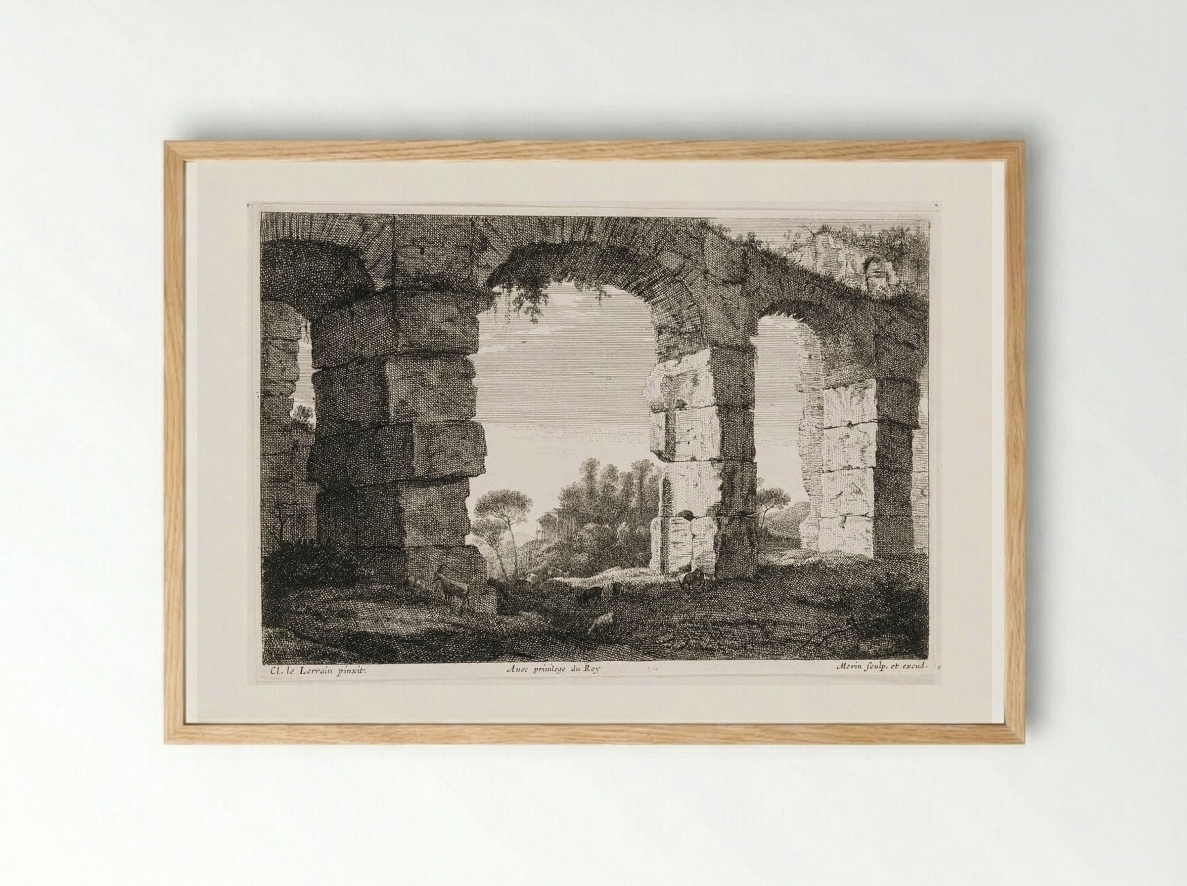 Ruins of an Aqueduct - Jean Morin - Framed Print Wood