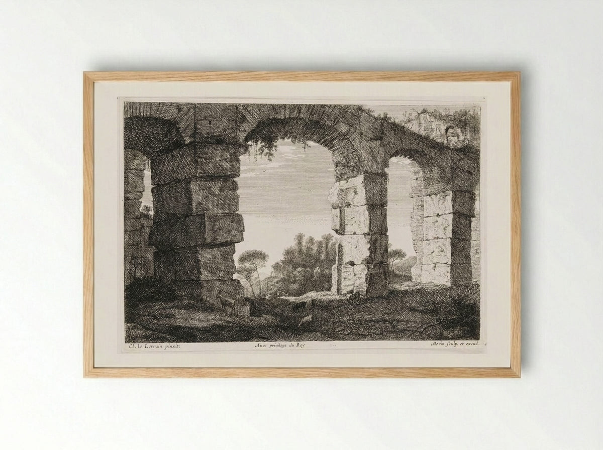 Ruins of an Aqueduct - Jean Morin - Framed Print Wood