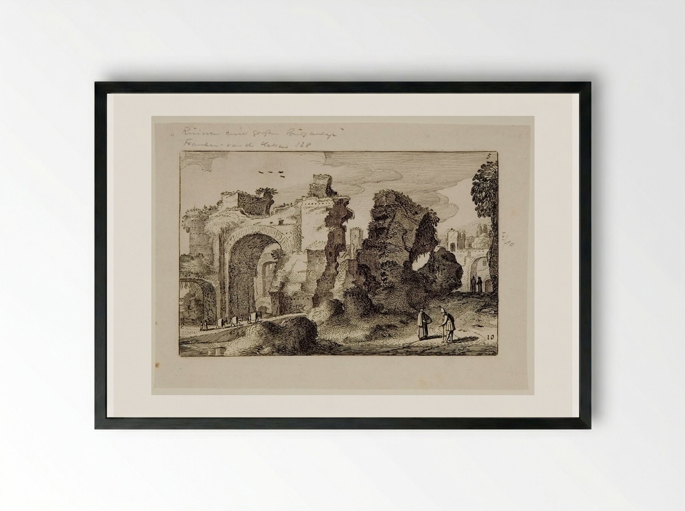 Ruins of the Baths of Caracalla - Jan van de Velde II - Framed Print Black