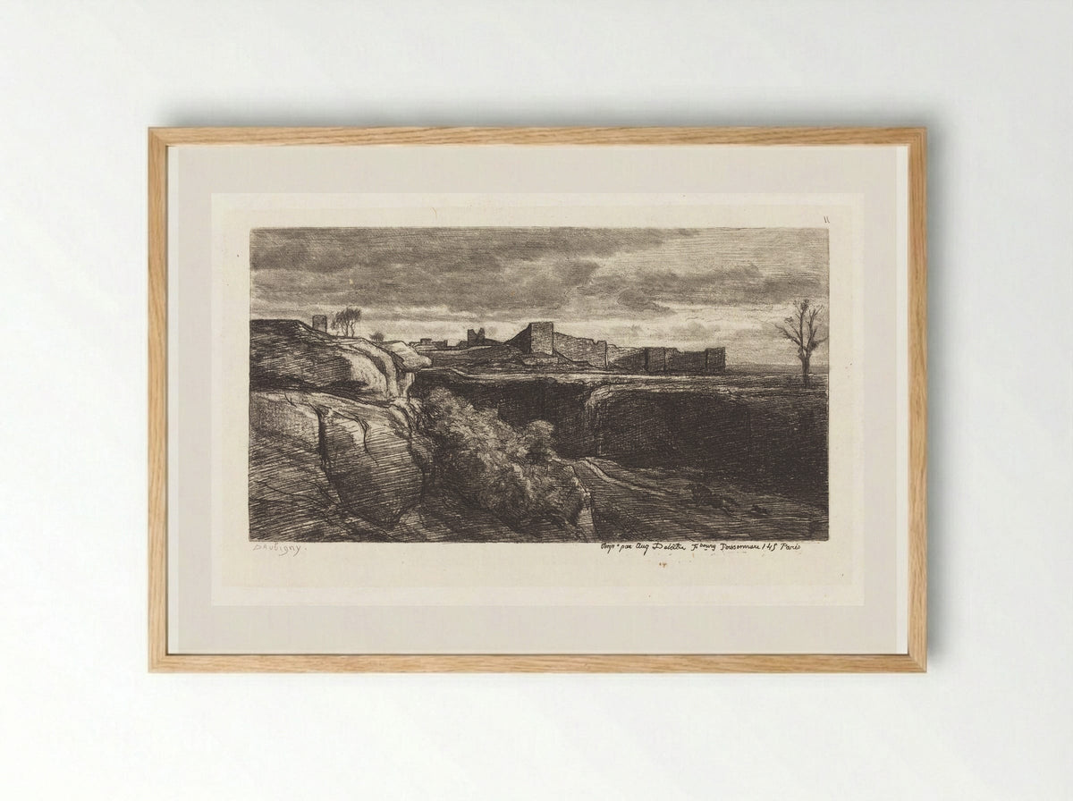 Ruins of the Chateau of Crémieu - Charles-François Daubigny - Framed Print Wood
