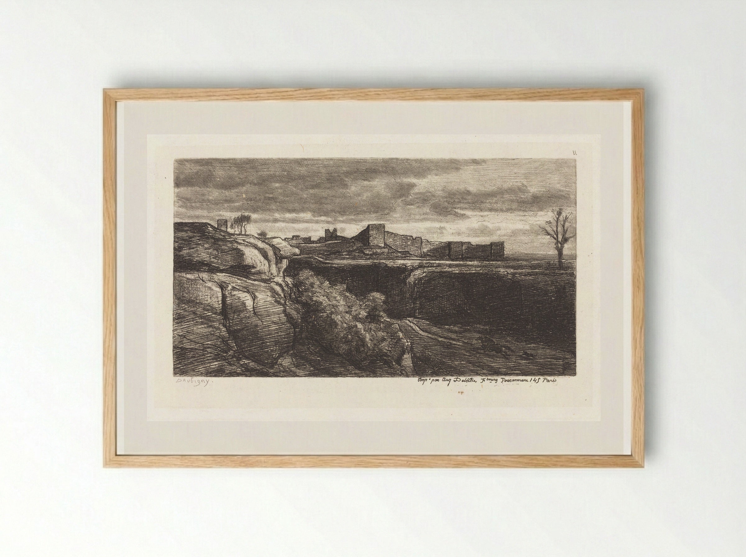 Ruins of the Chateau of Crémieu - Charles-François Daubigny - Framed Print Wood
