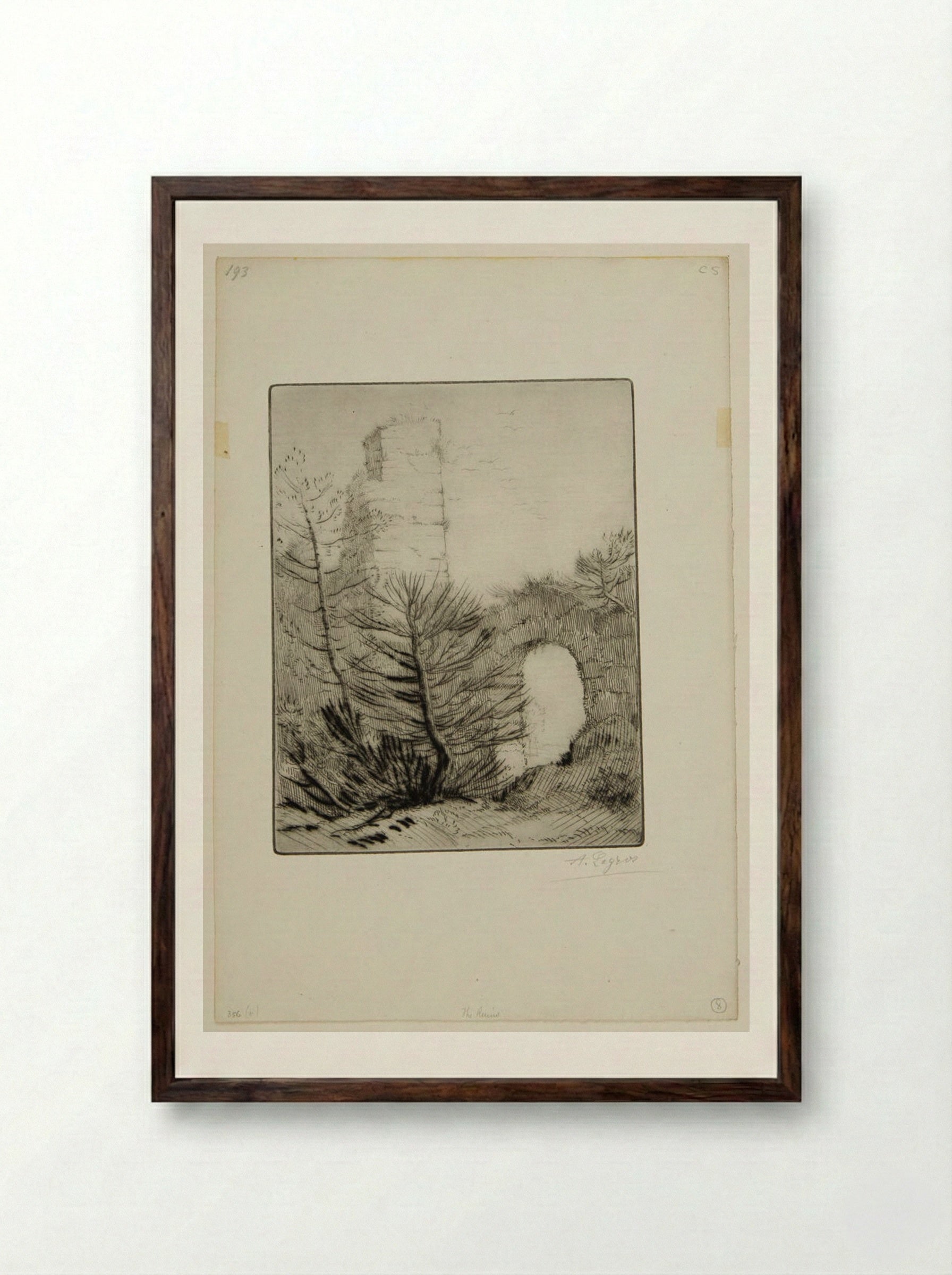Ruins of the Monastery - Alphonse Legros - Framed Print Dark Wood