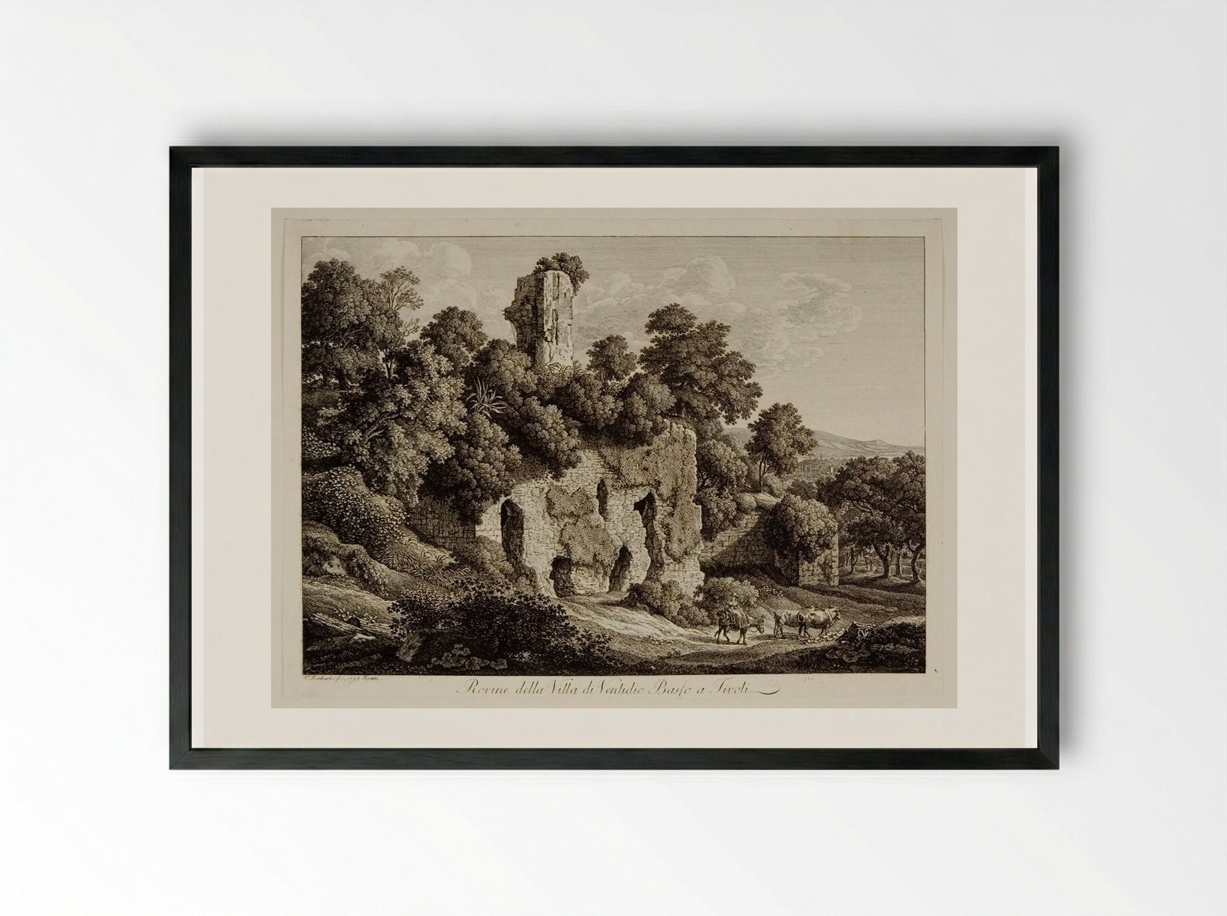 Ruins of the Villa of Publius Ventidius Bassus at Tivoli - Johann Christian Reinhart - Framed Print Black