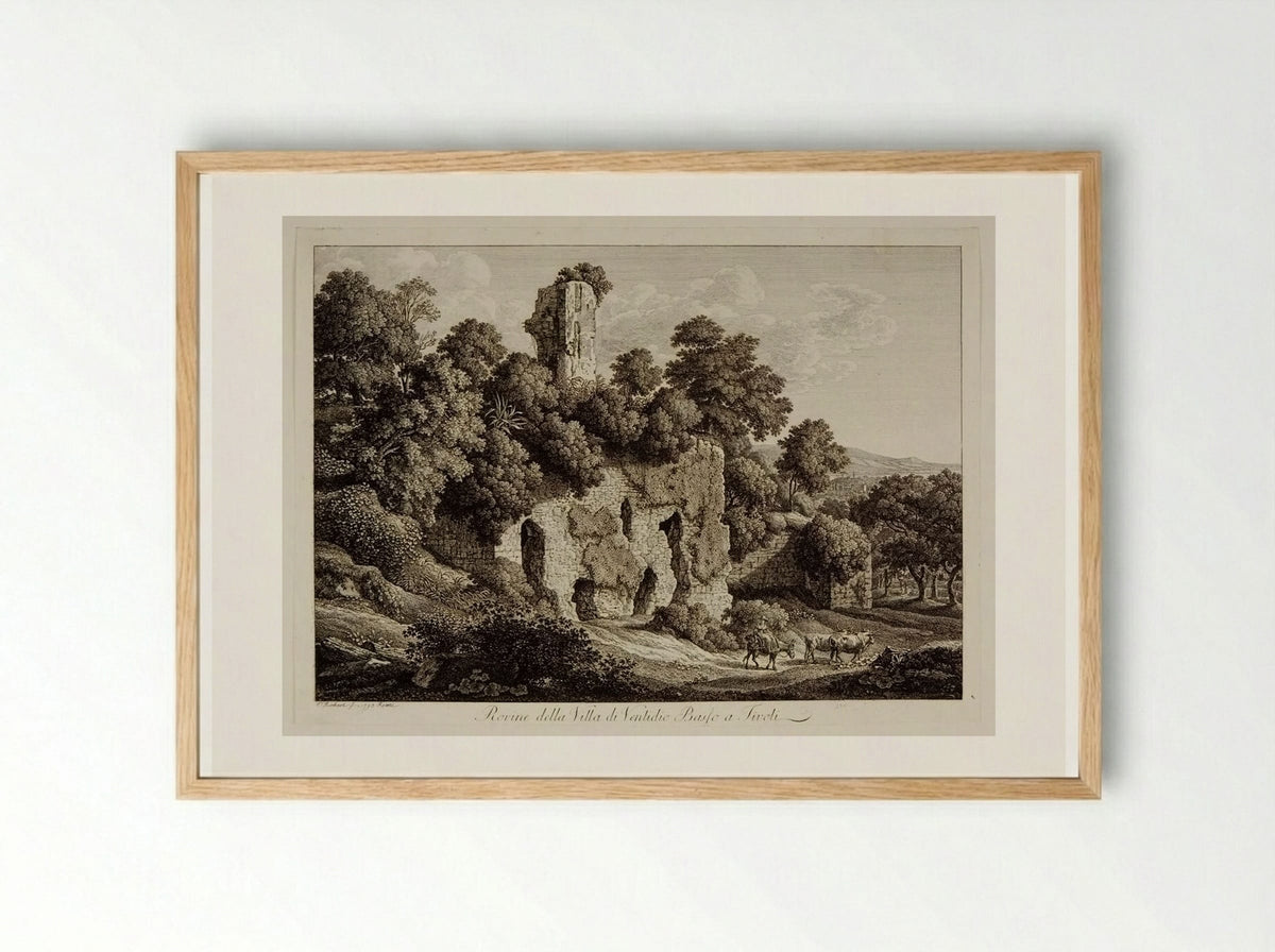 Ruins of the Villa of Publius Ventidius Bassus at Tivoli - Johann Christian Reinhart - Framed Print Wood
