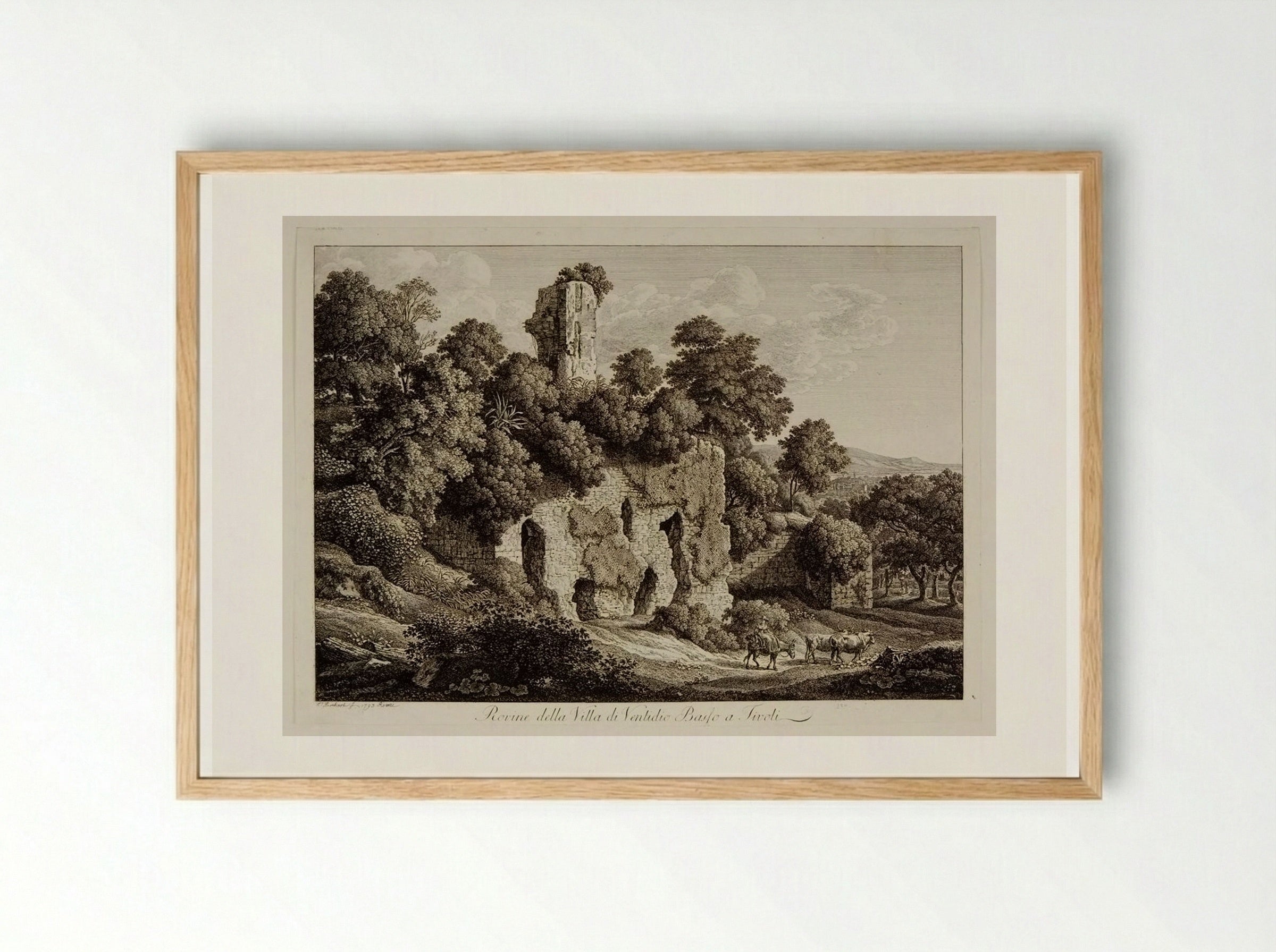 Ruins of the Villa of Publius Ventidius Bassus at Tivoli - Johann Christian Reinhart - Framed Print Wood