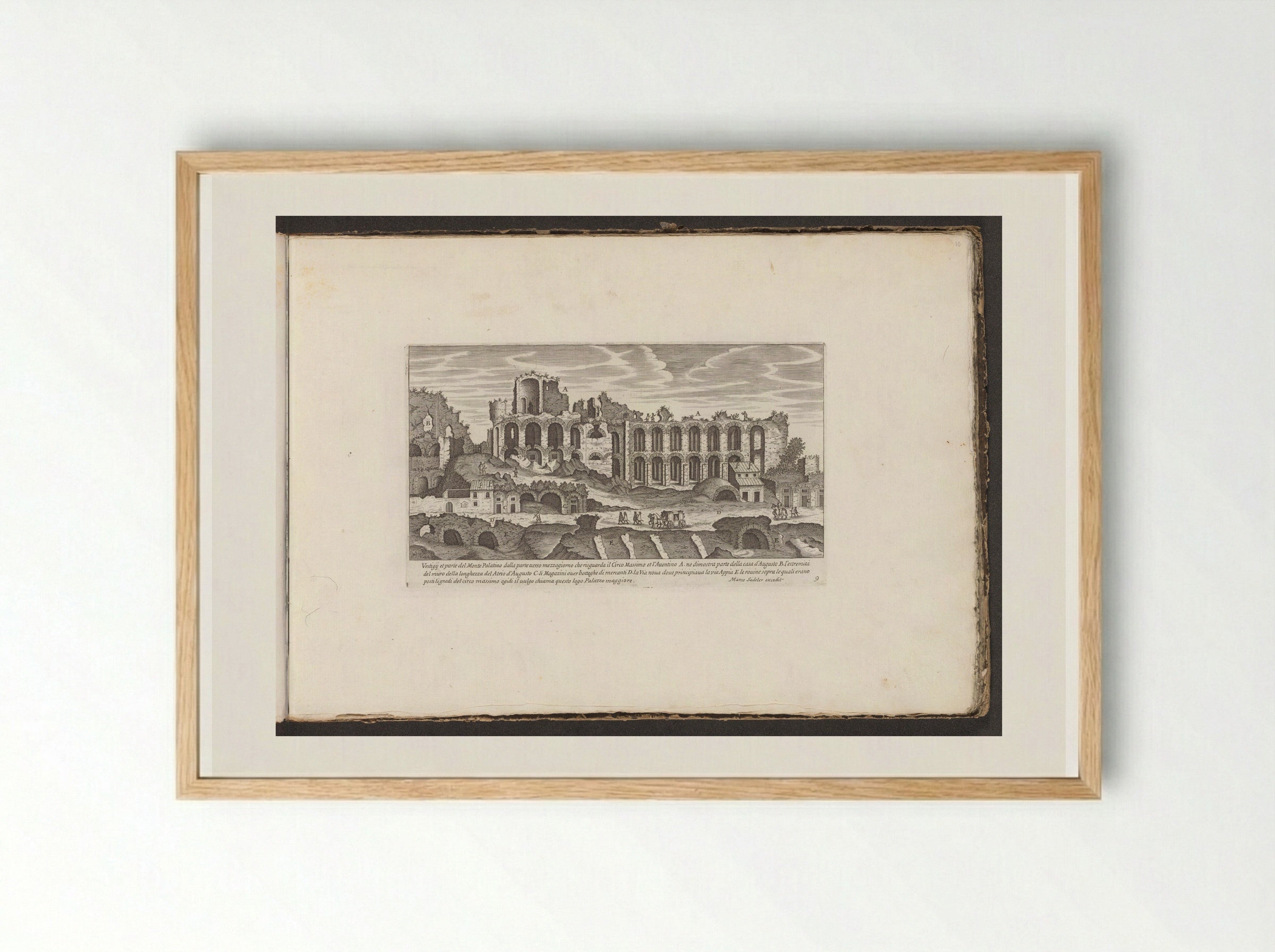 Ruins on the Palatine Hill with the House of Augustus - Giovanni Giacomo de' Rossi - Framed Print Wood
