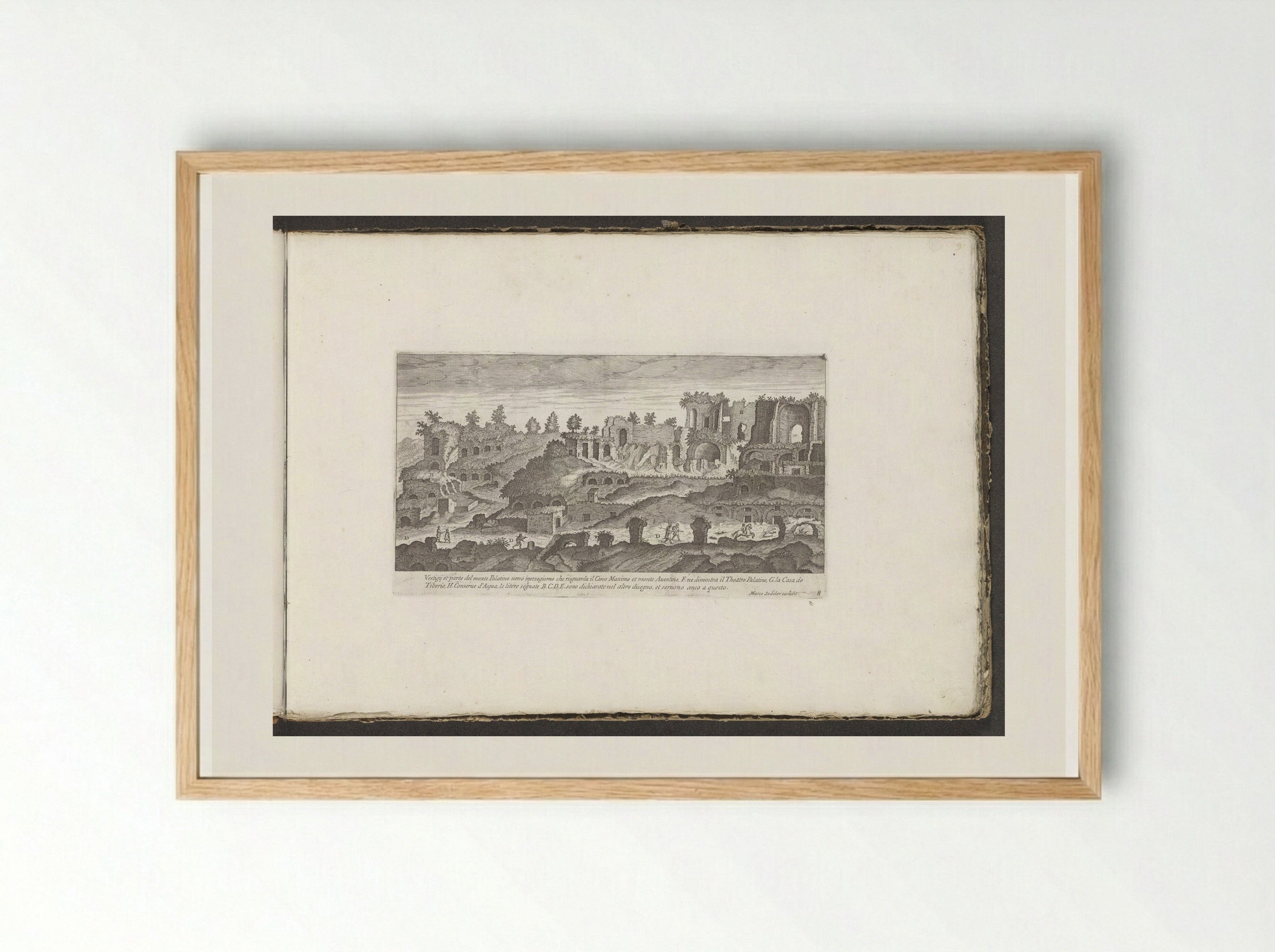 Ruins on the Slopes of the Palatine Hill - Giovanni Giacomo de' Rossi - Framed Print Wood