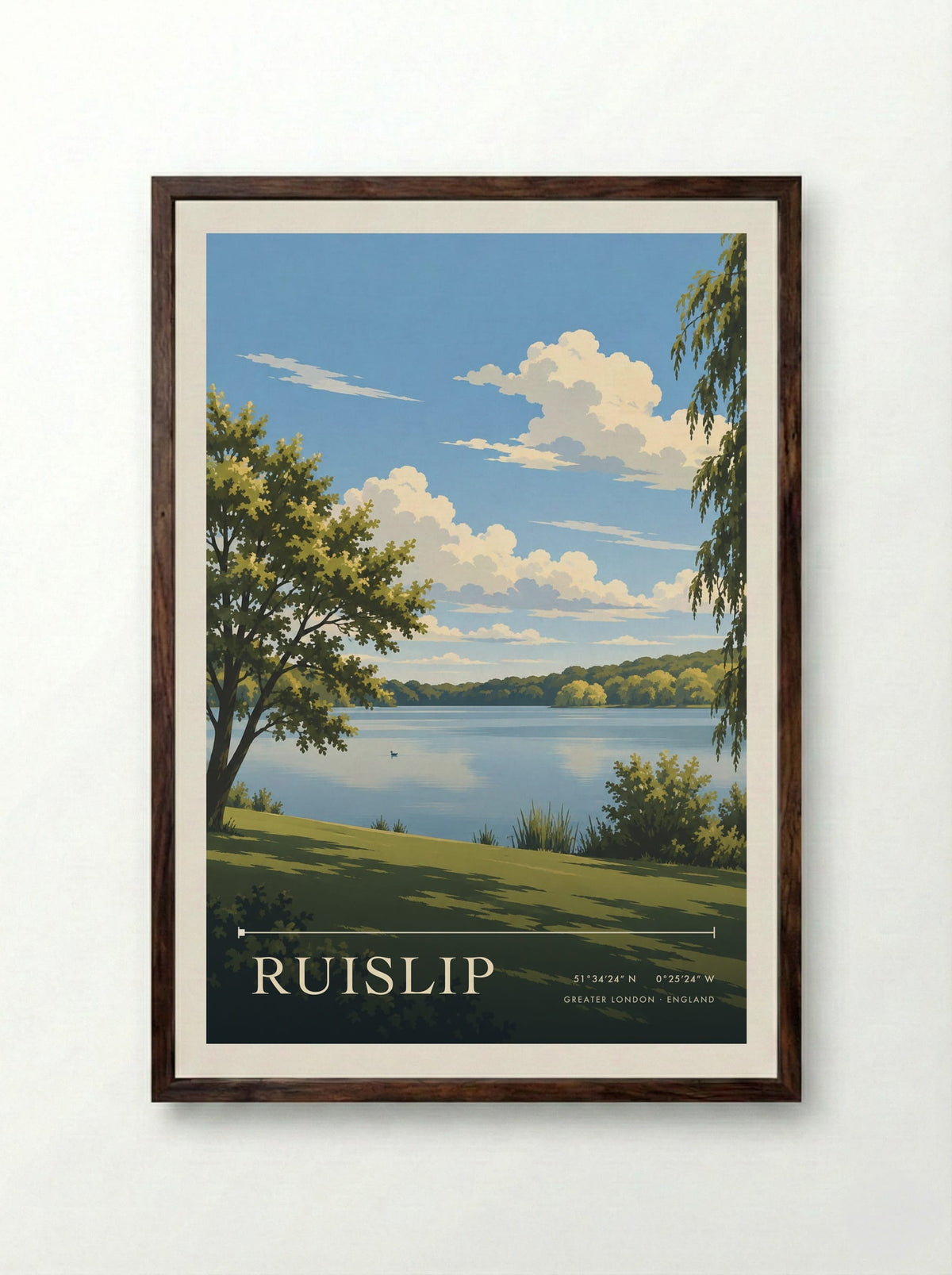 Ruislip, Greater London | Travel Poster - Framed Print Dark Wood