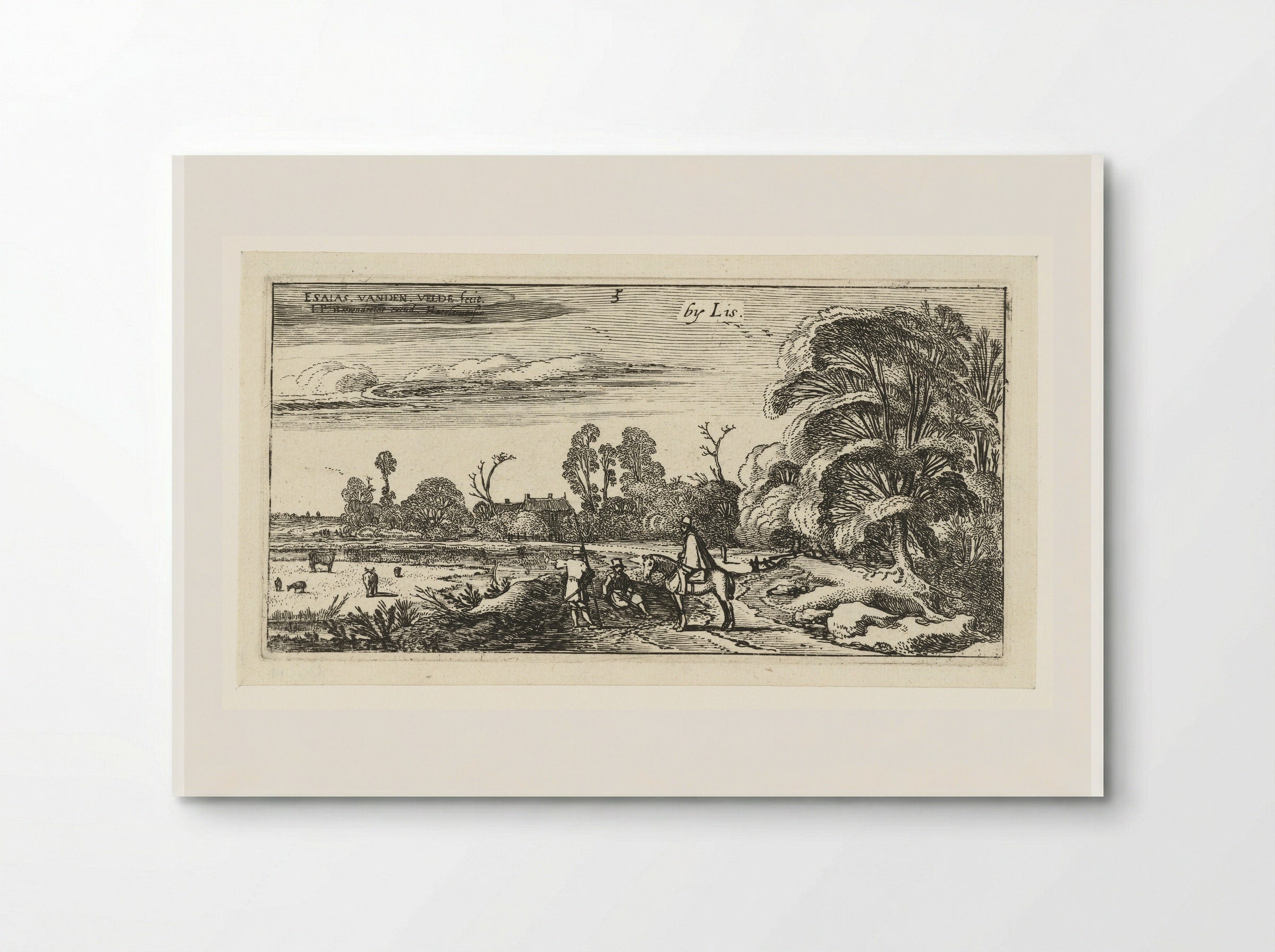 Ruiter en wandelaars op een weg bij Lisse - Esaias van de Velde - Poster