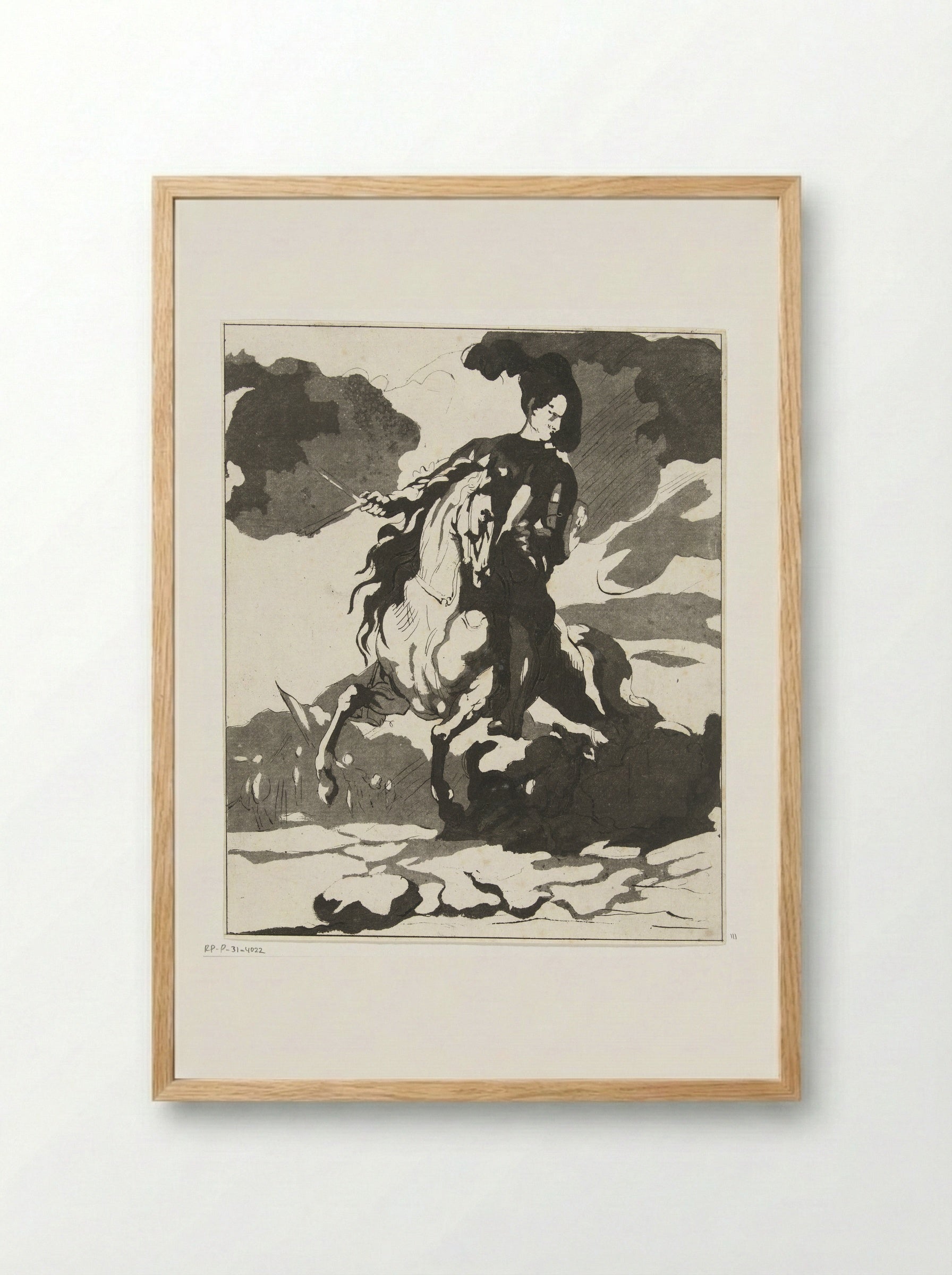 Ruiter met hond - Anthonie van den Bos - Framed Print Wood