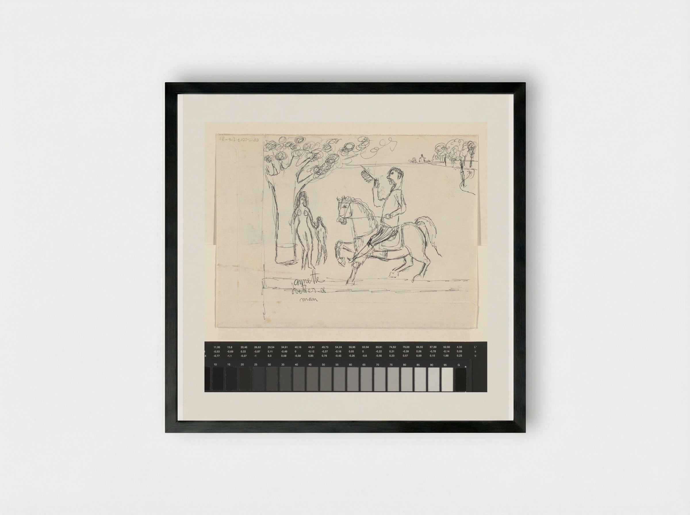 Ruiter te paard in een landschap - Willem Westbroek - Framed Print Black