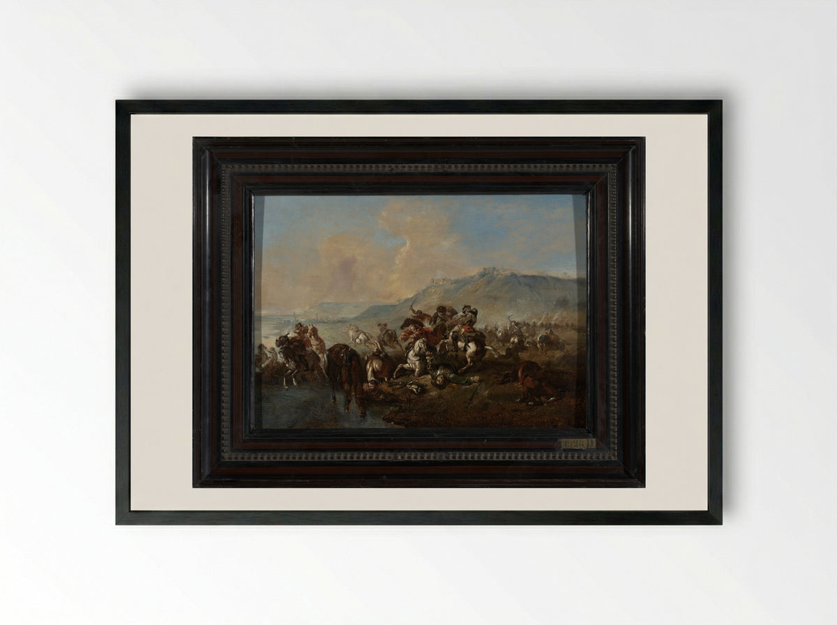 Ruitergevecht (Cavalry Skirmish) - Jacques Courtois - Framed Print Black