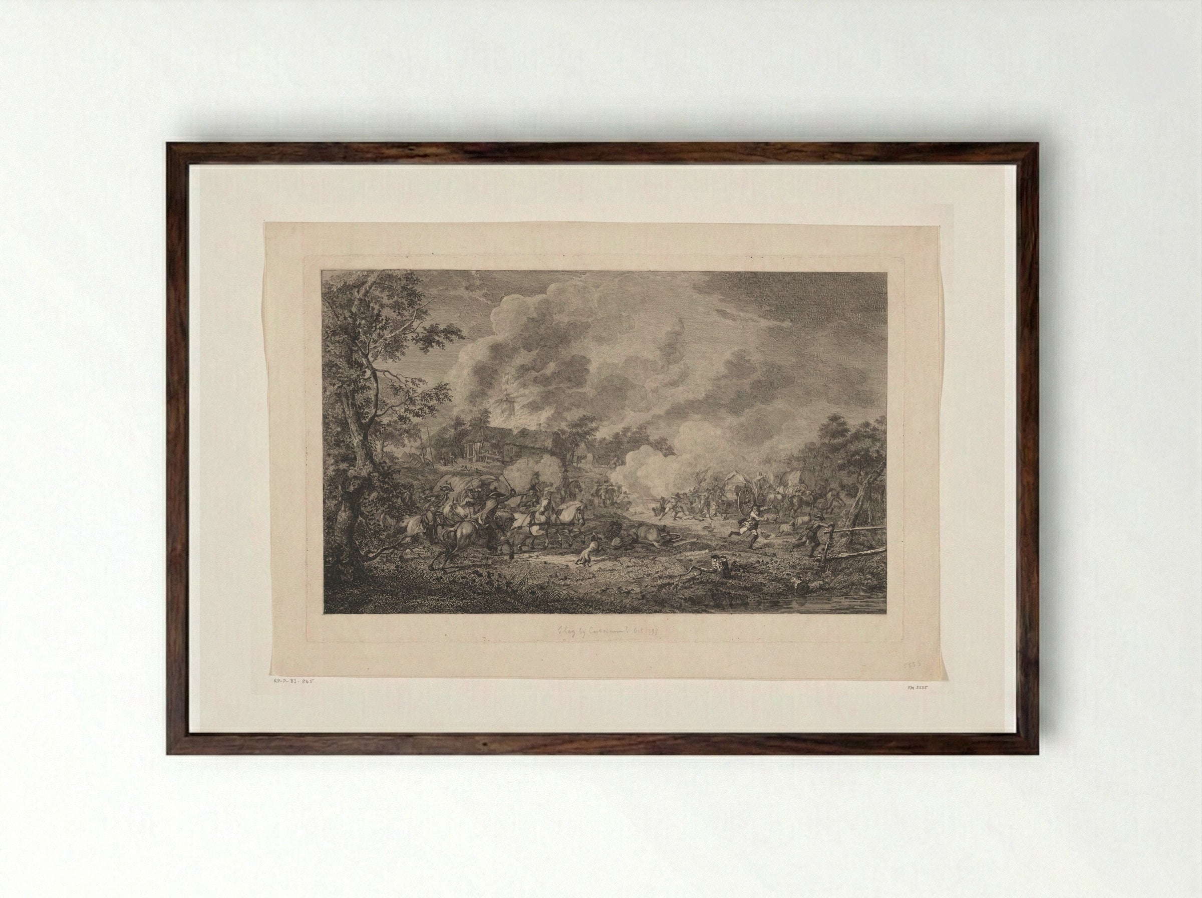 Ruitergevecht, de slag bij Castricum - Joannes Bemme - Framed Print Dark Wood